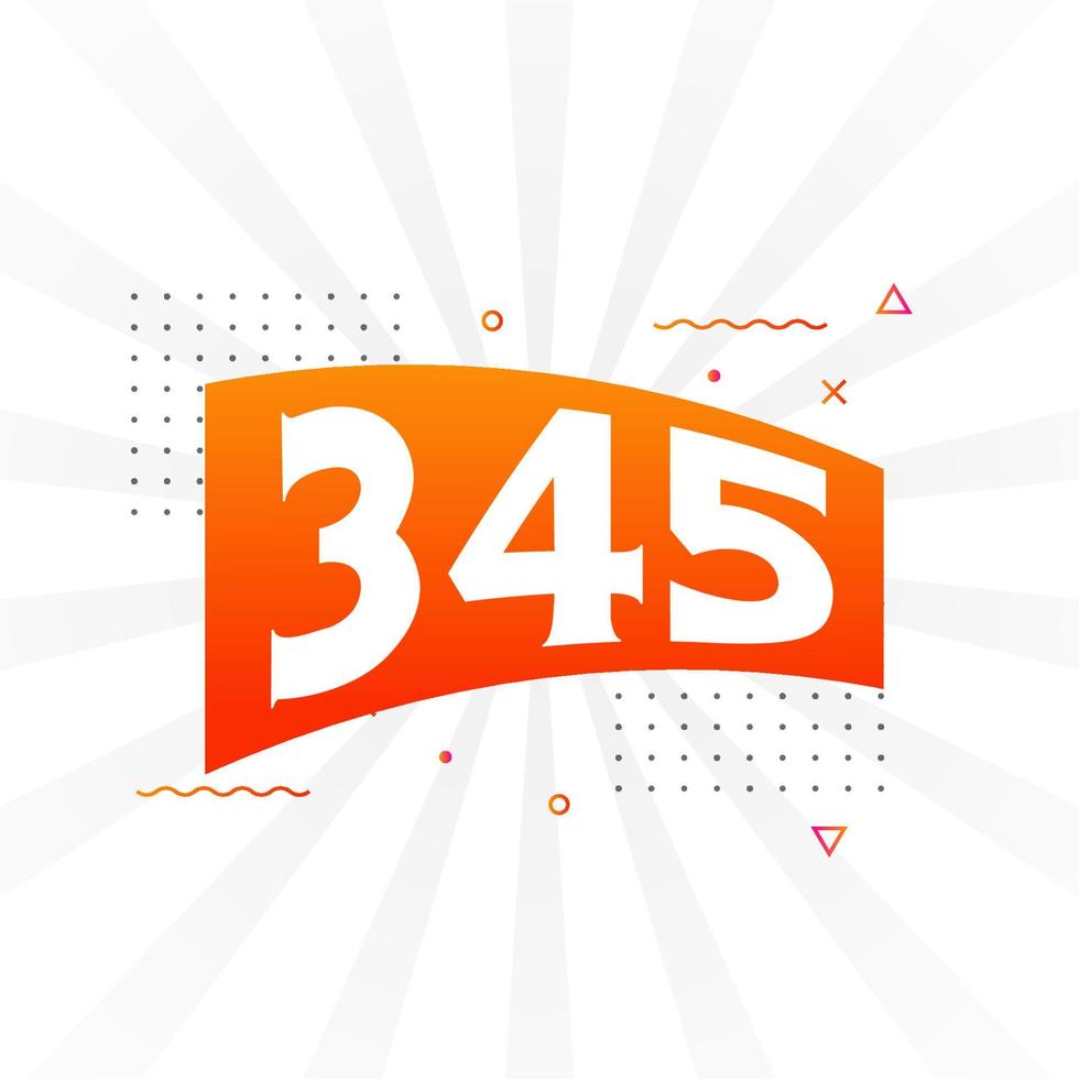 345 number vector font alphabet. Number 345 with decorative element stock vector
