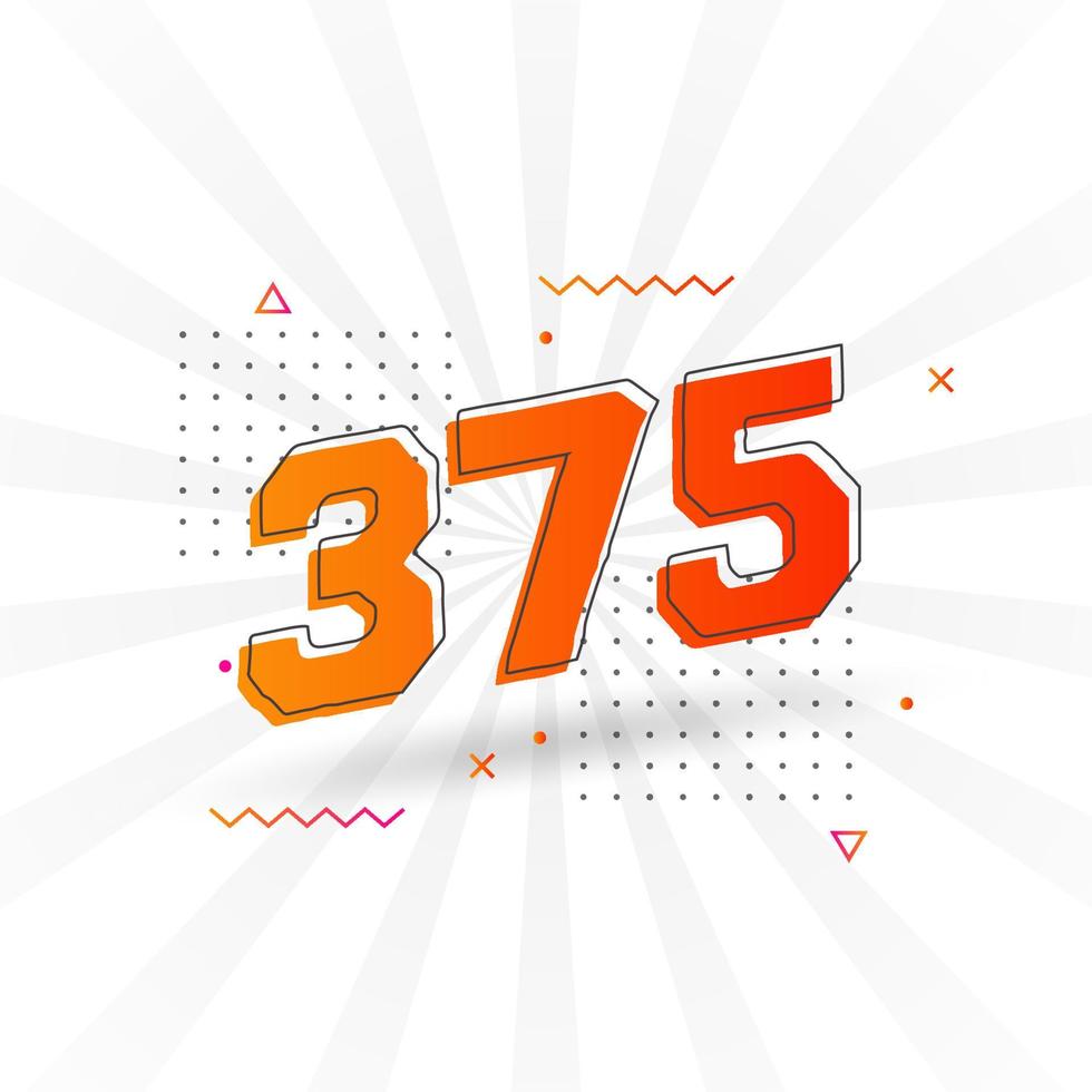 375 number vector font alphabet. Number 375 with decorative element stock vector