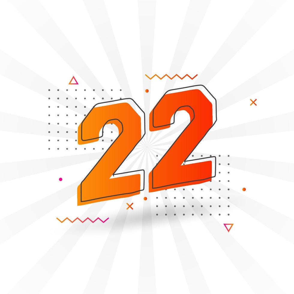 22 number vector font alphabet. Number 22 with decorative element stock vector