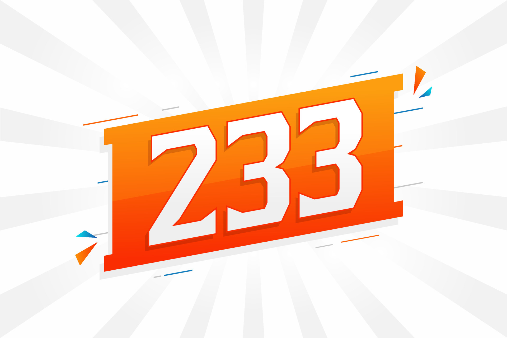233 number vector font alphabet Number 233 with decorative element