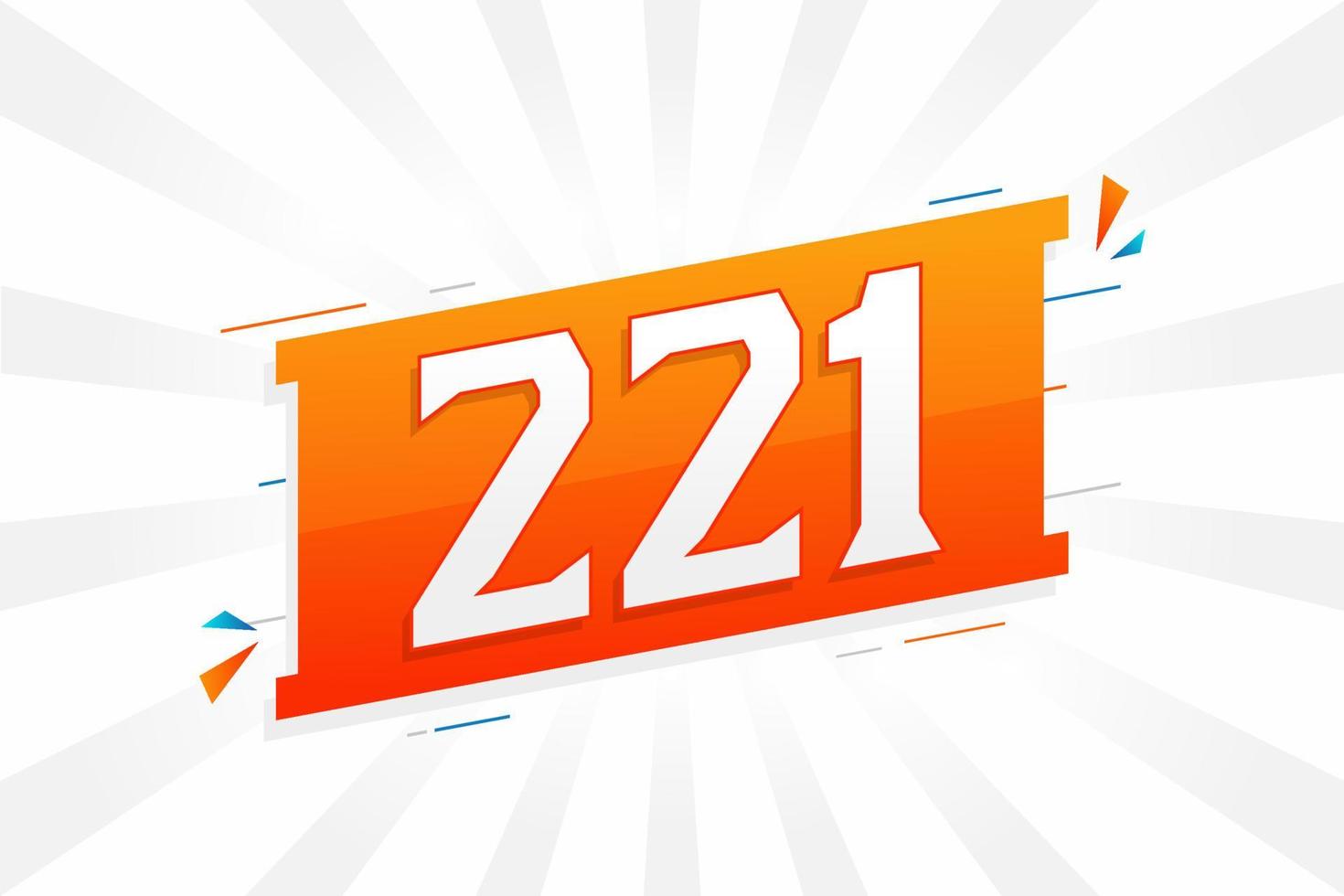 221 number vector font alphabet. Number 221 with decorative element stock vector