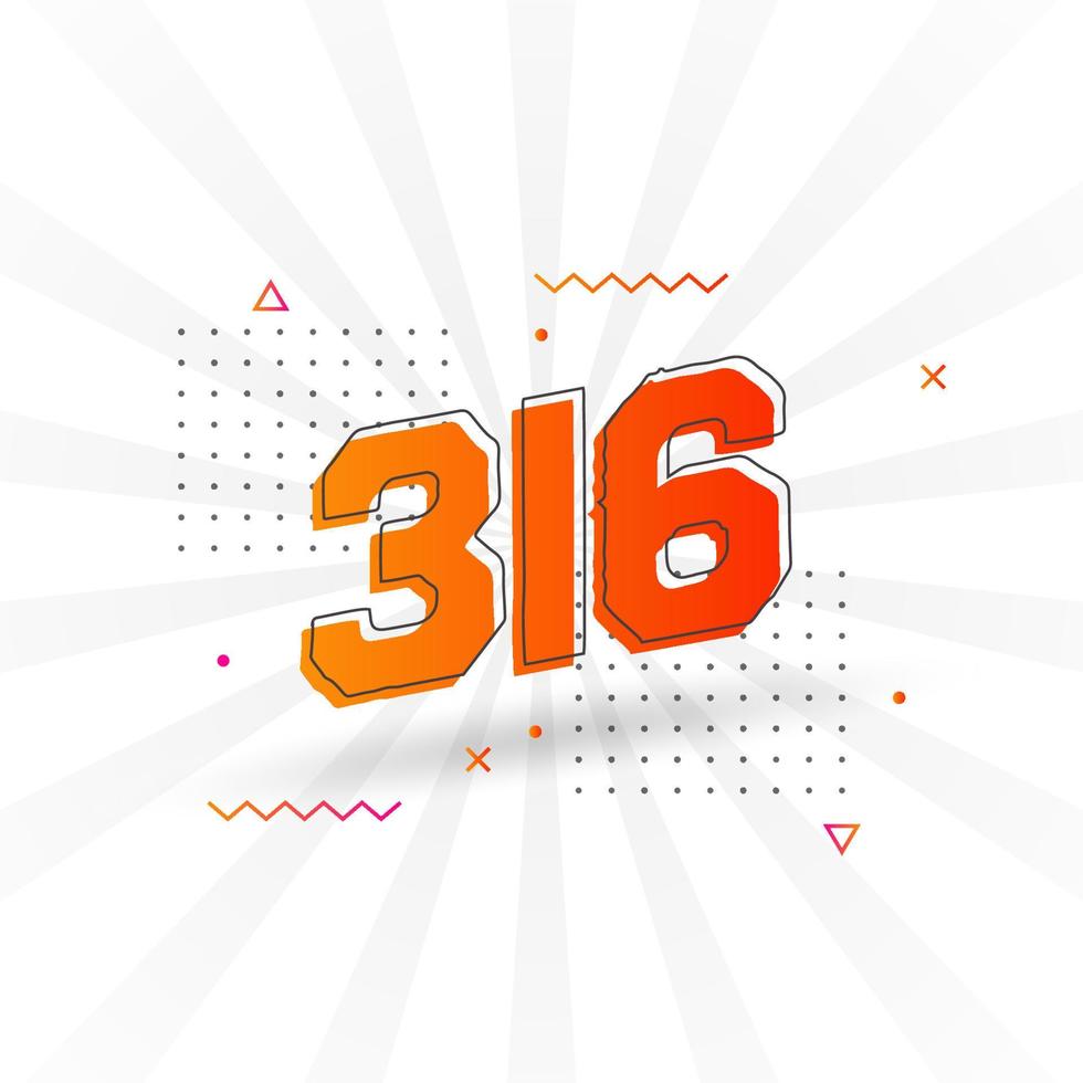 316 number vector font alphabet. Number 316 with decorative element ...