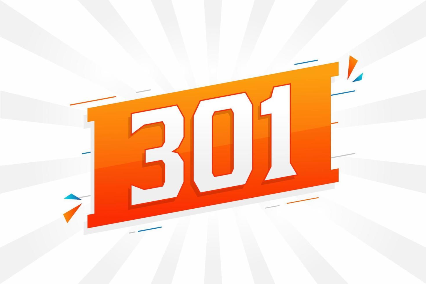301 number vector font alphabet. Number 301 with decorative element ...