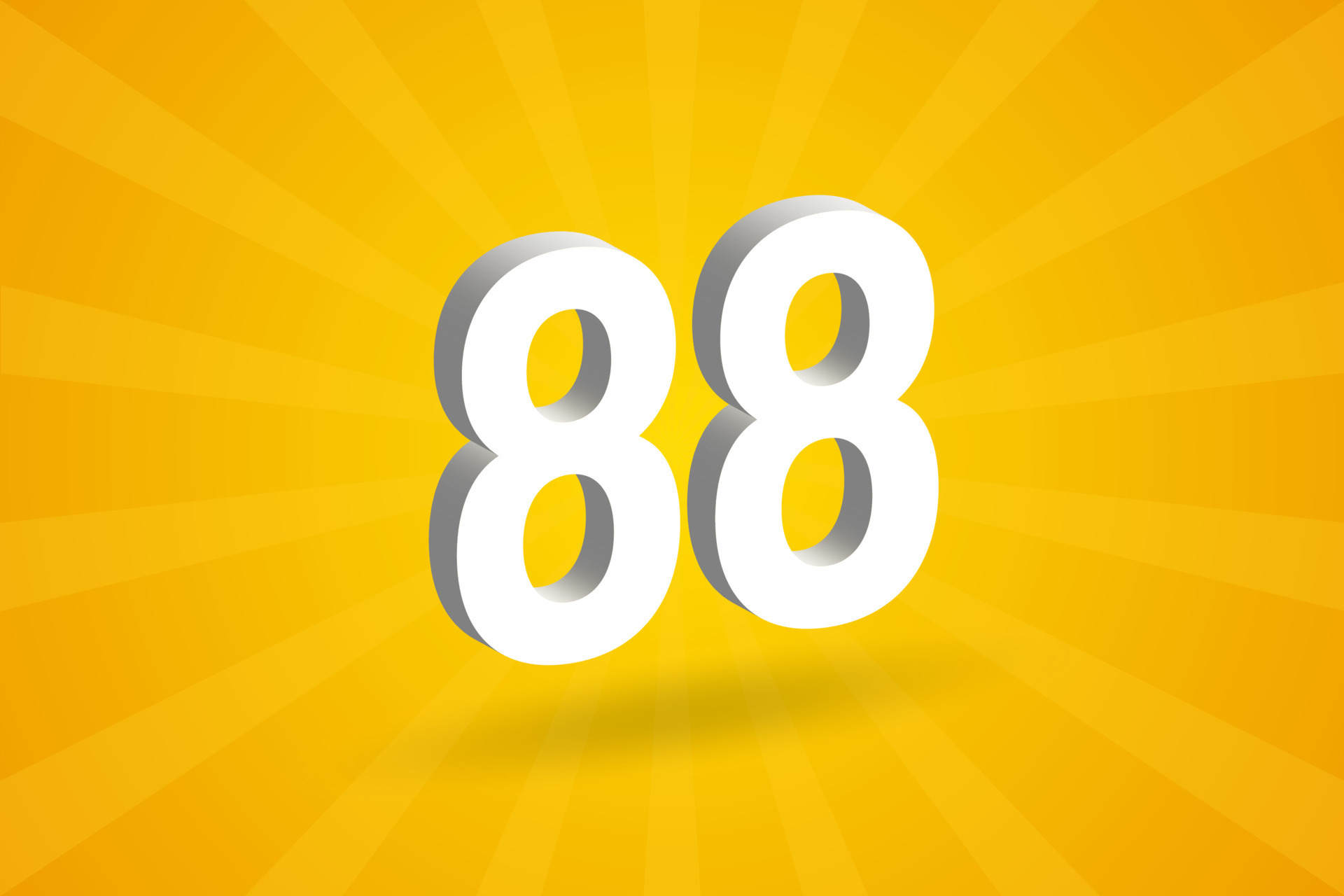3D 88 number font alphabet White 3D Number 88 with yellow background 3D 88 number font alphabet White 3D Number 88 with yellow background