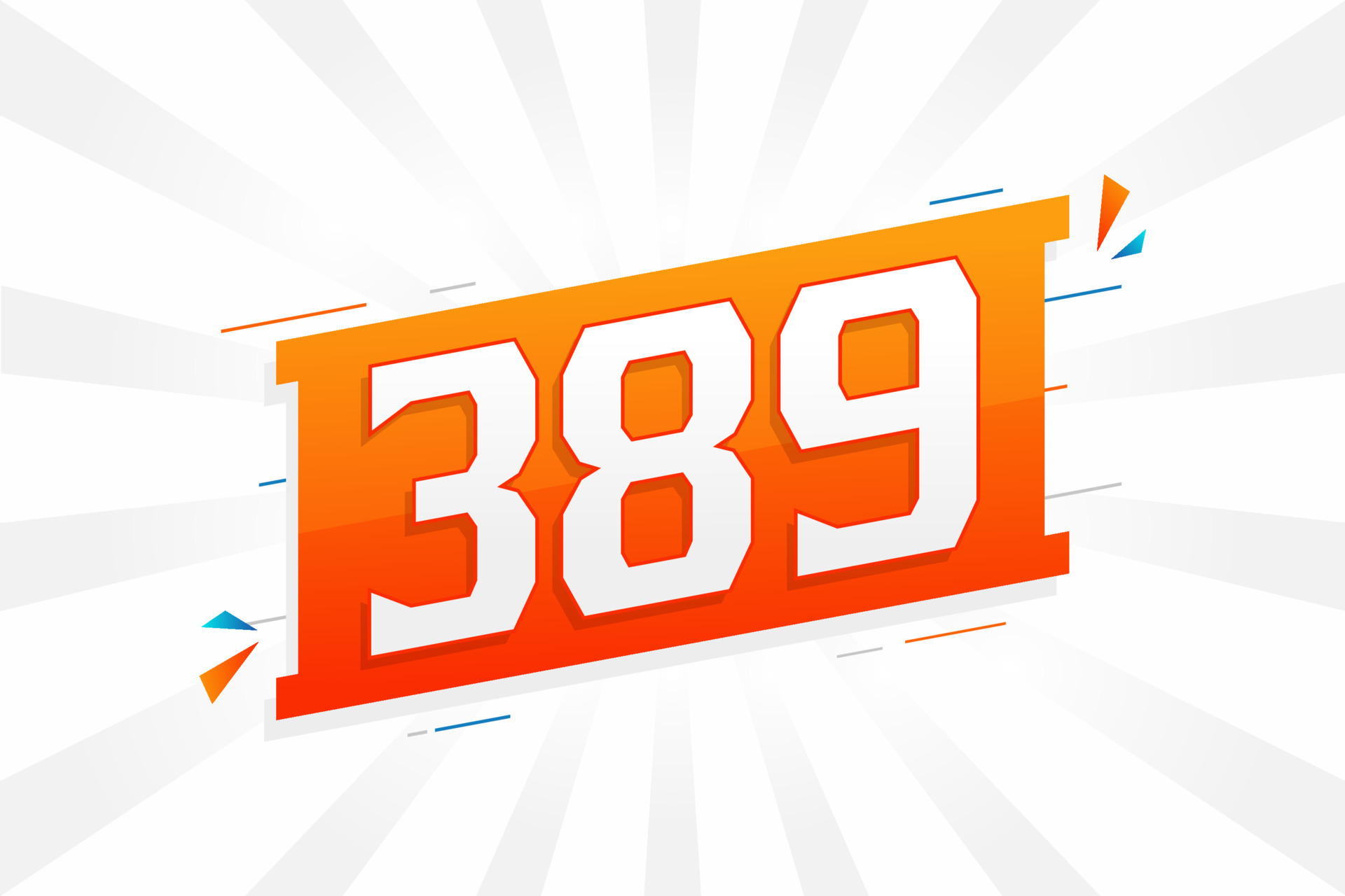 389 number vector font alphabet. Number 389 with decorative element ...