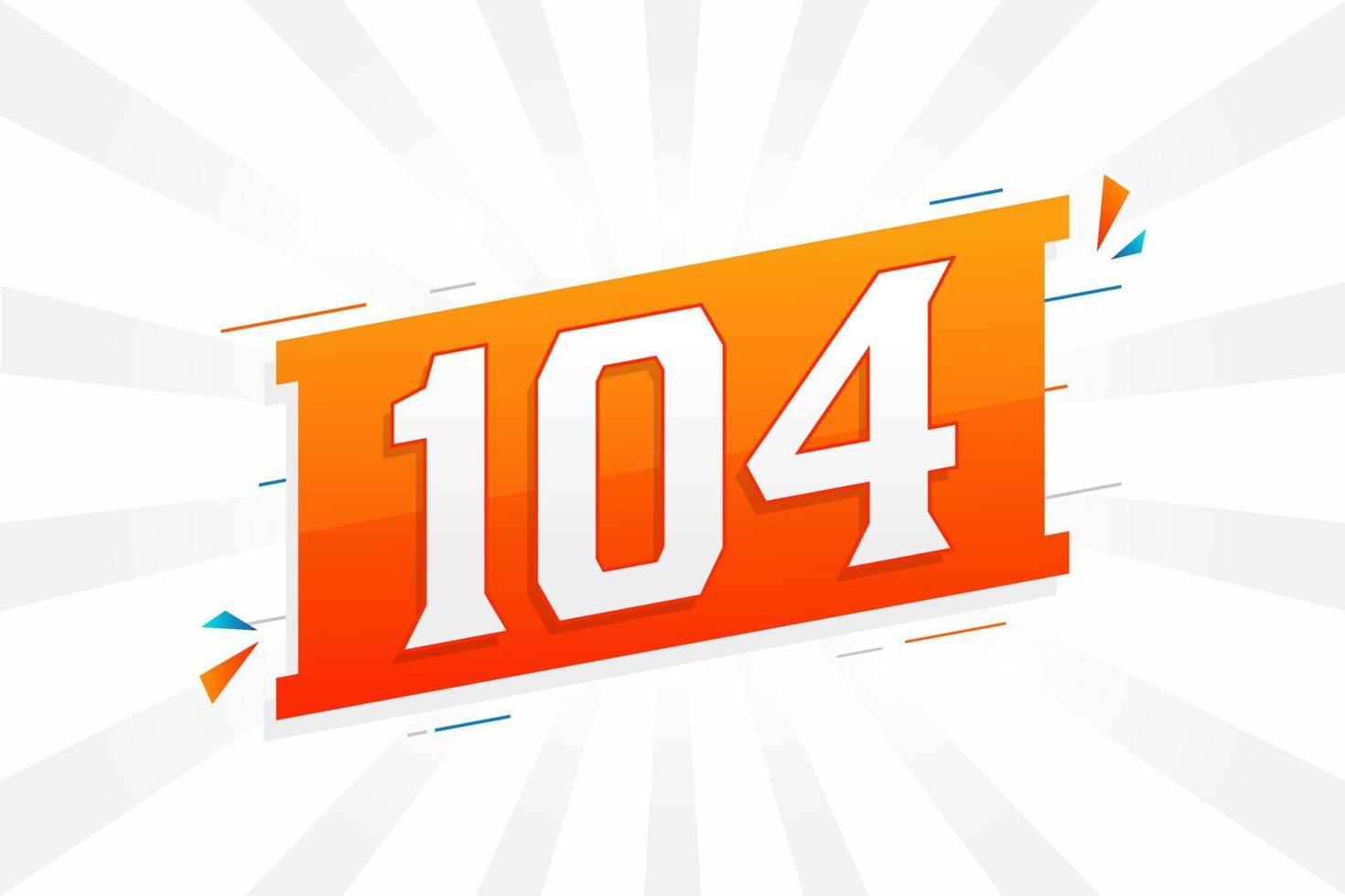 104 number vector font alphabet. Number 104 with decorative element stock vector