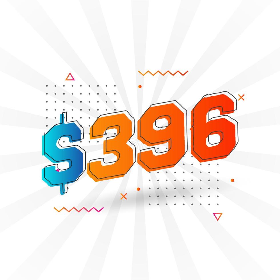 396 Dollar currency vector text symbol. 396 USD United States Dollar American Money stock vector