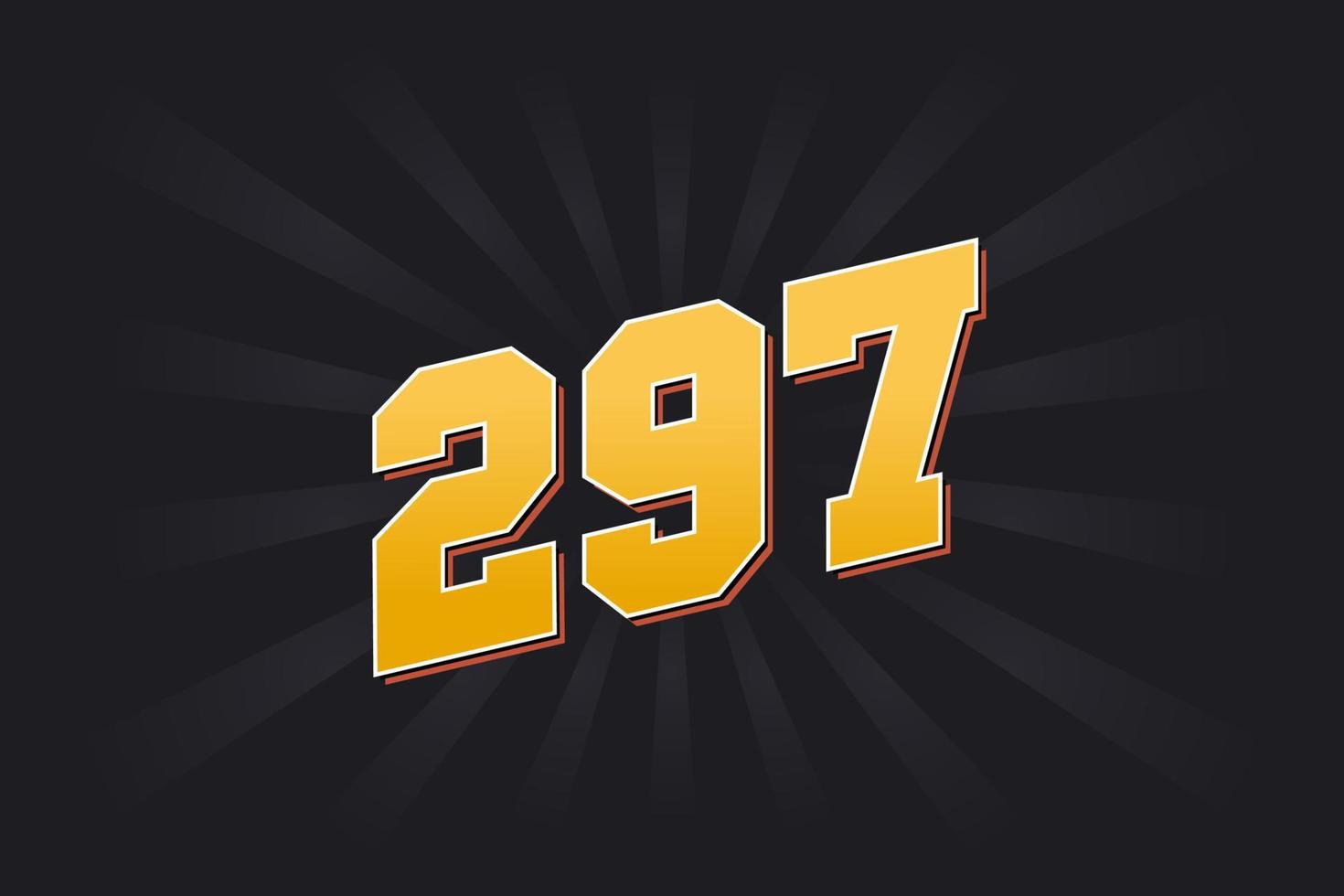Number 297 vector font alphabet. Yellow 297 number with black background