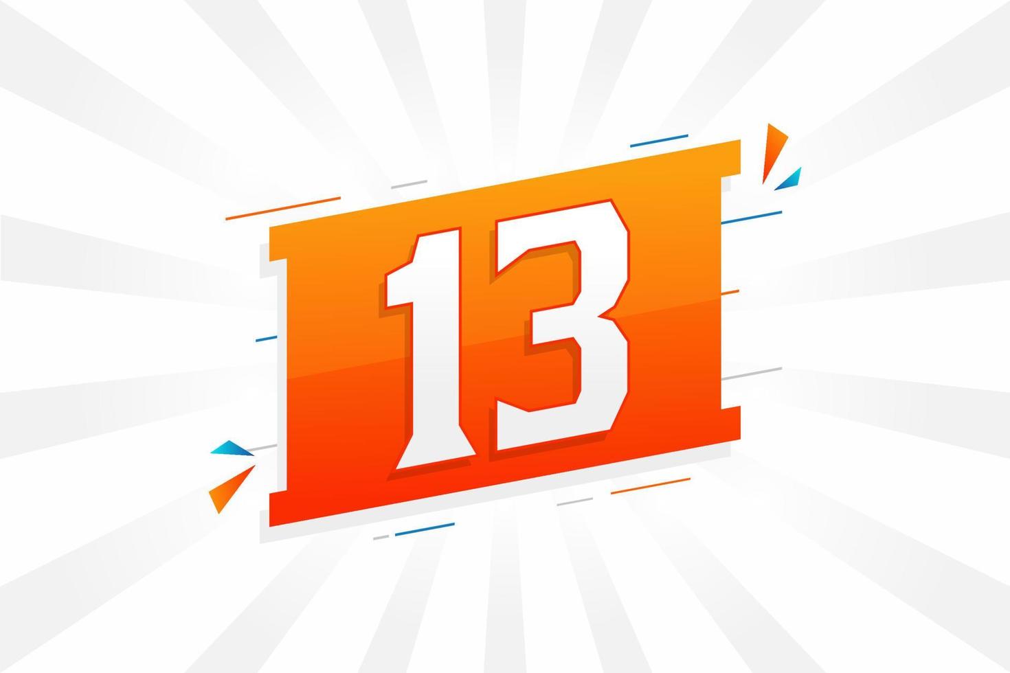 13 number vector font alphabet. Number 13 with decorative element stock vector