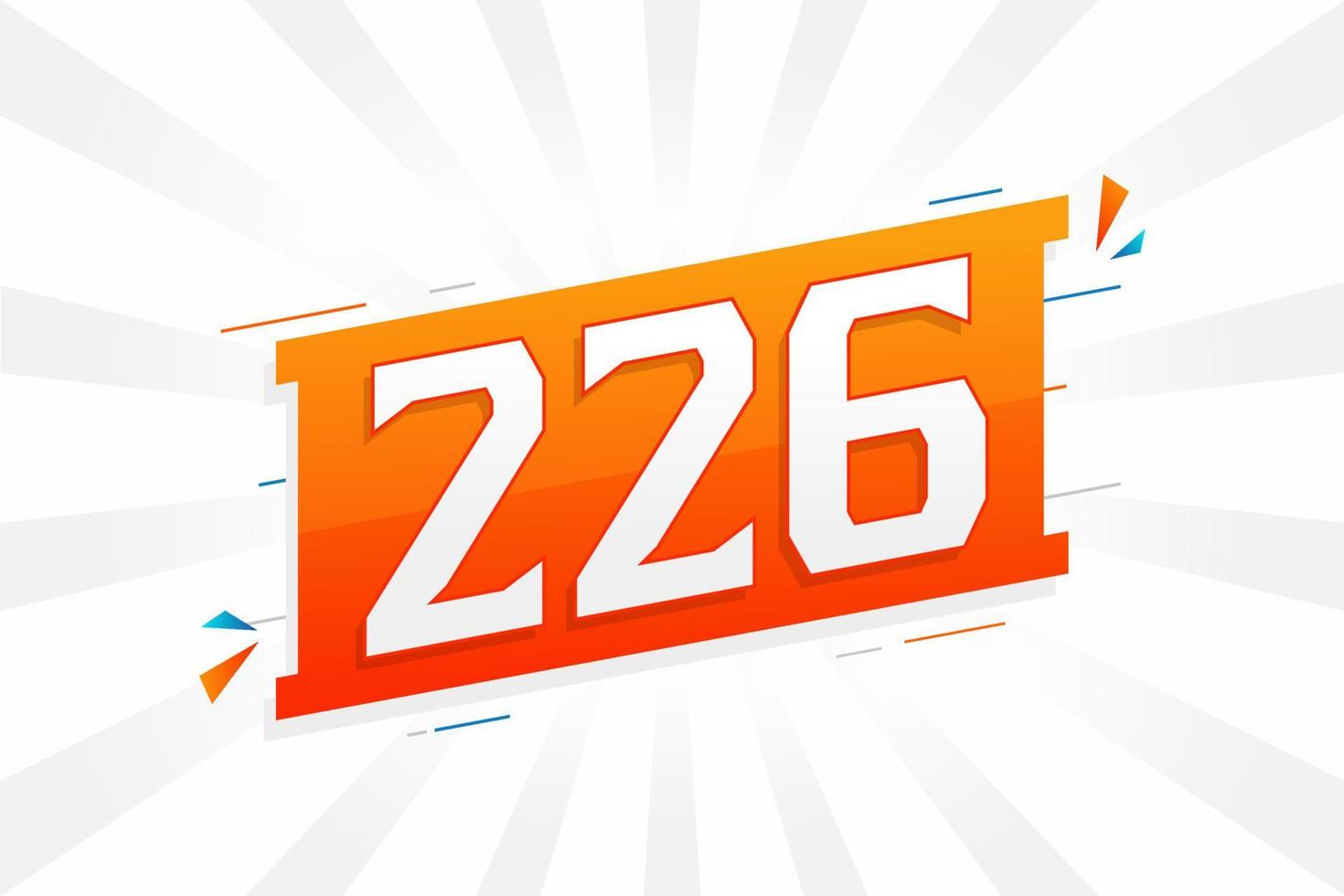 226 number vector font alphabet. Number 226 with decorative element stock vector