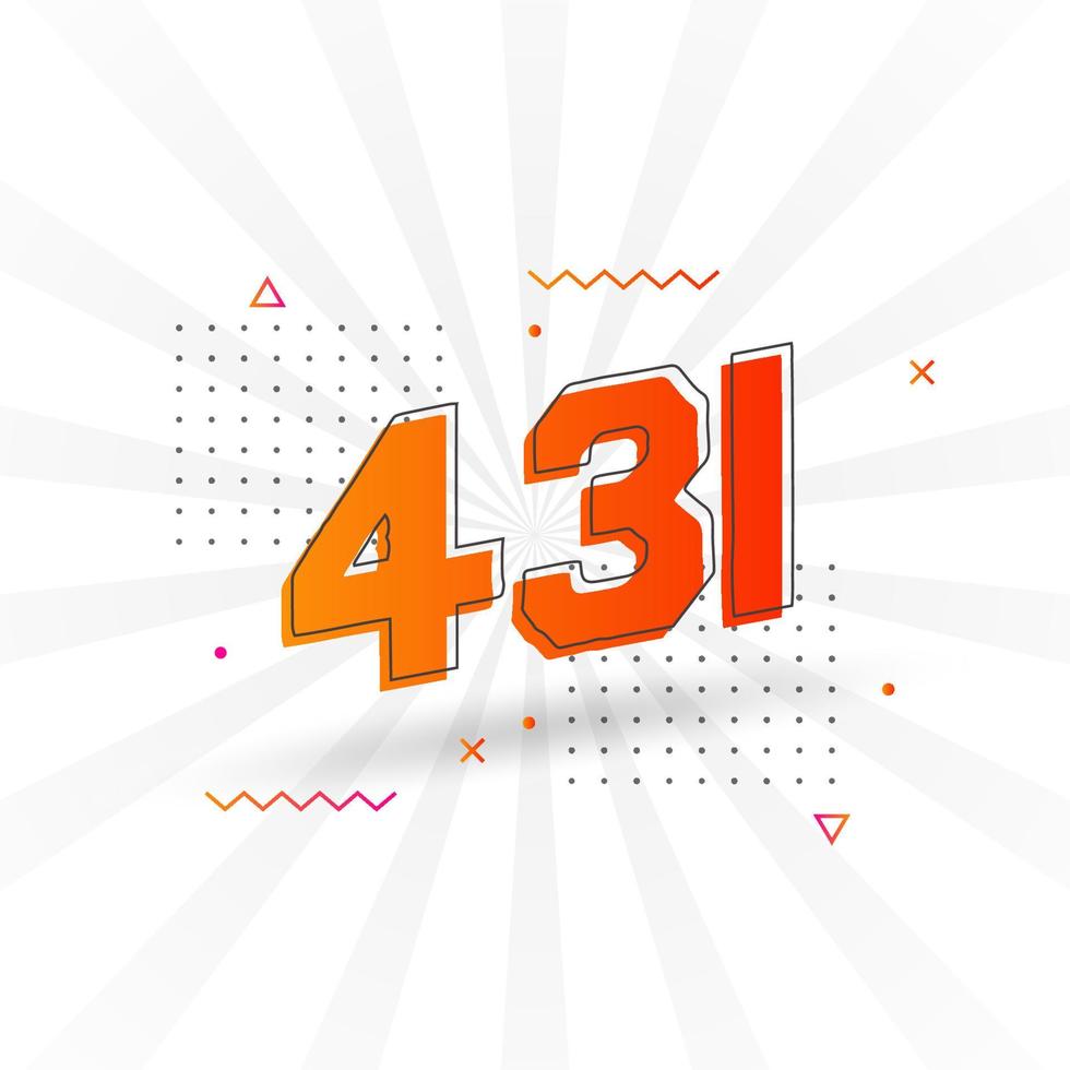 431 number vector font alphabet. Number 431 with decorative element stock vector