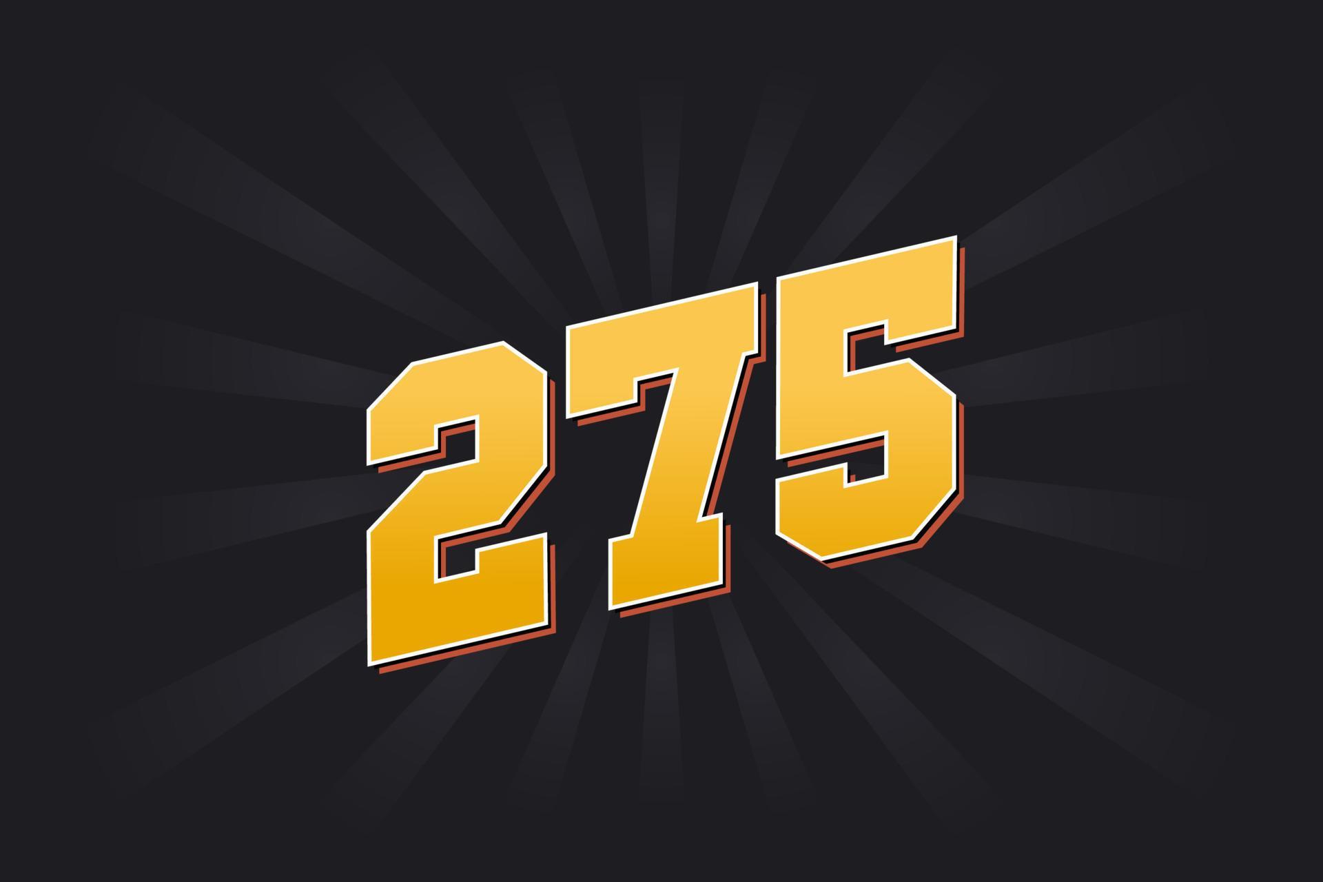 Number 275 vector font alphabet Yellow 275 number with black