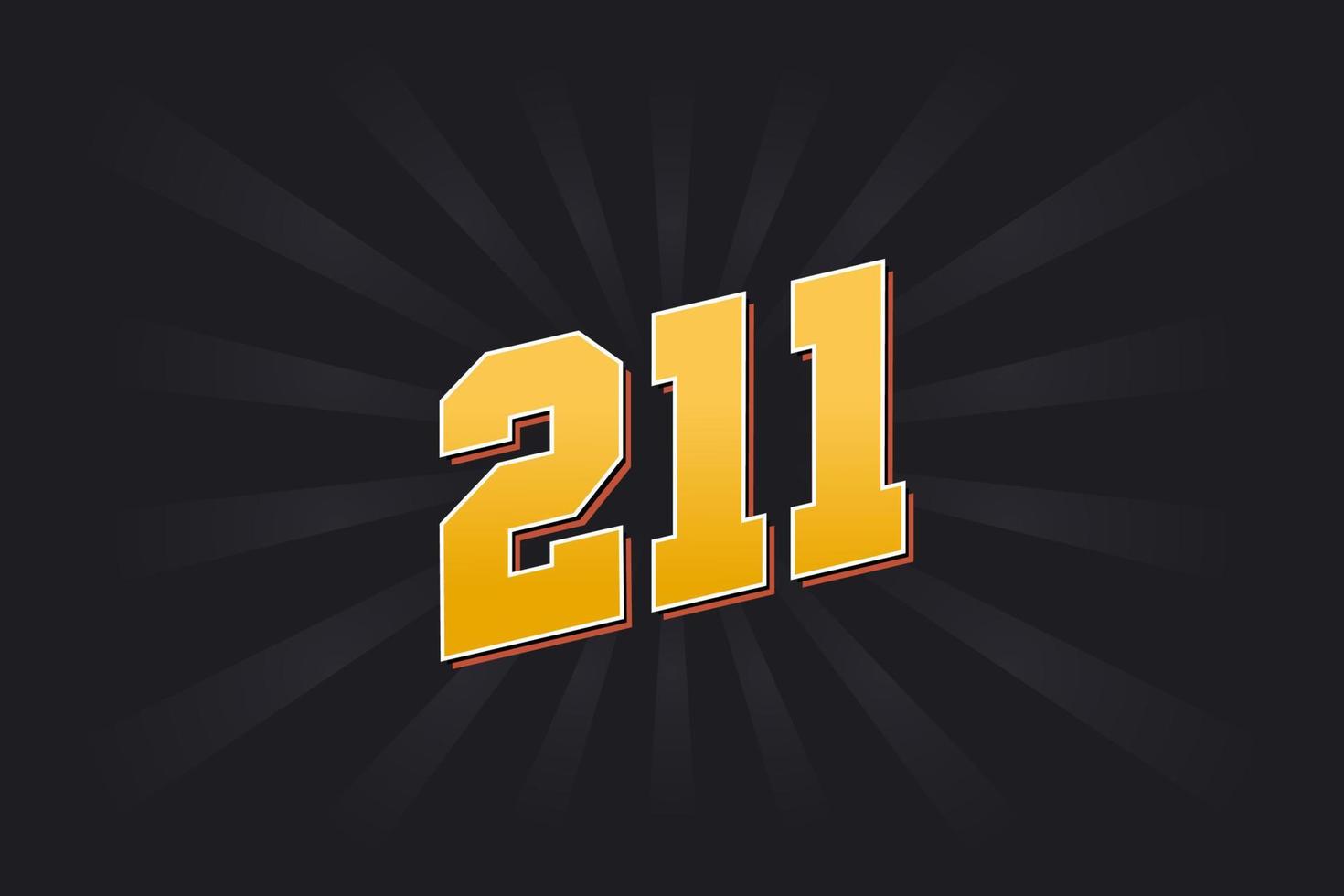 Number 211 vector font alphabet. Yellow 211 number with black background