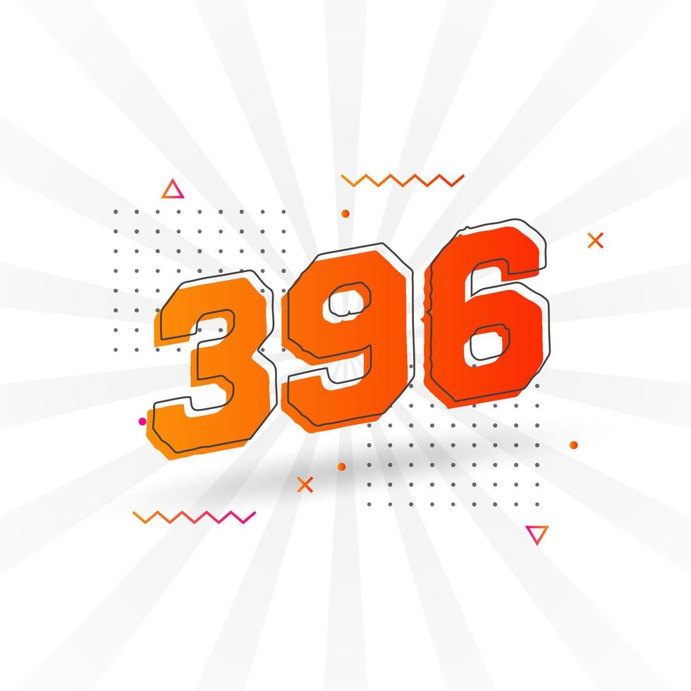 396 number vector font alphabet. Number 396 with decorative element stock vector