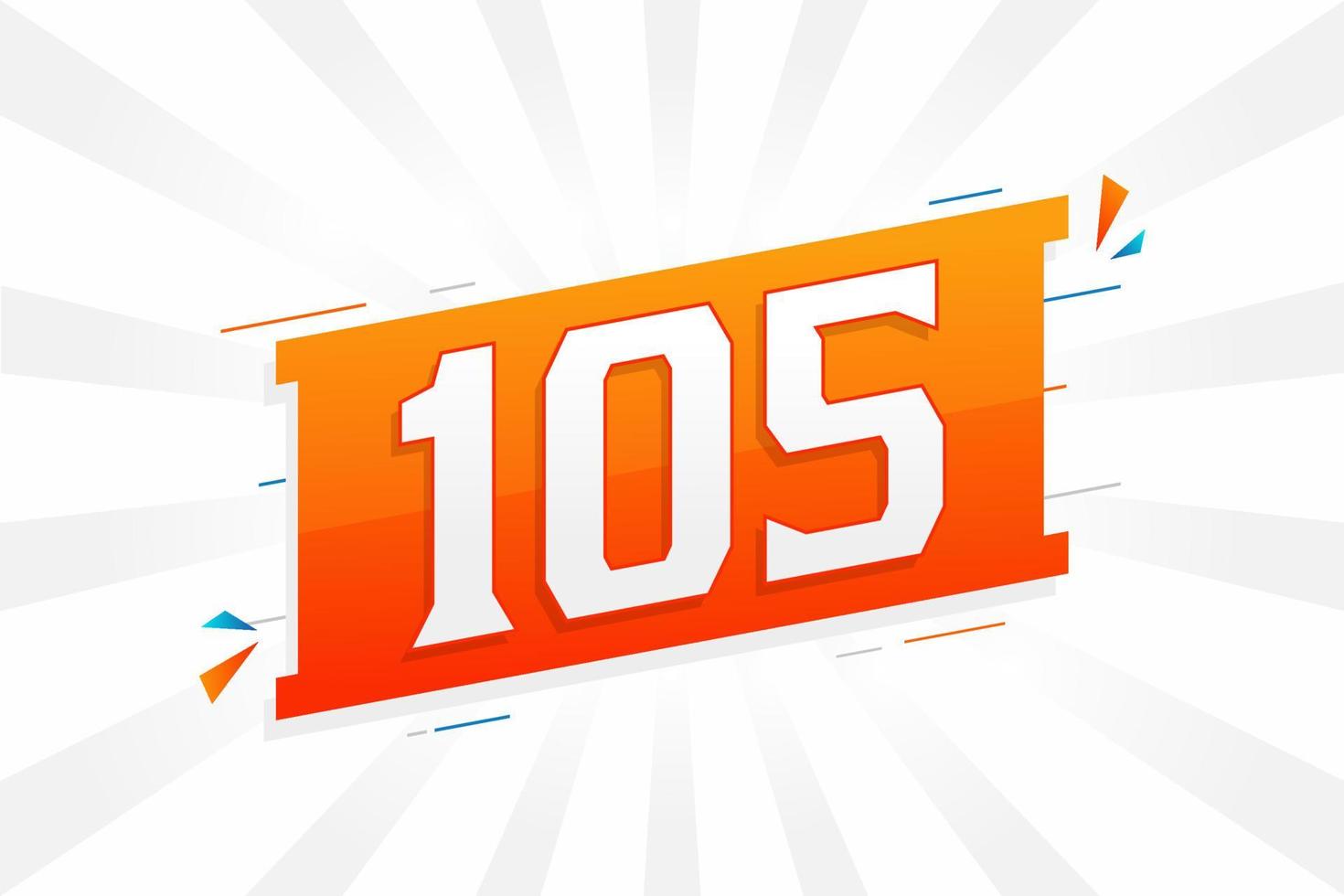 105 number vector font alphabet. Number 105 with decorative element stock vector