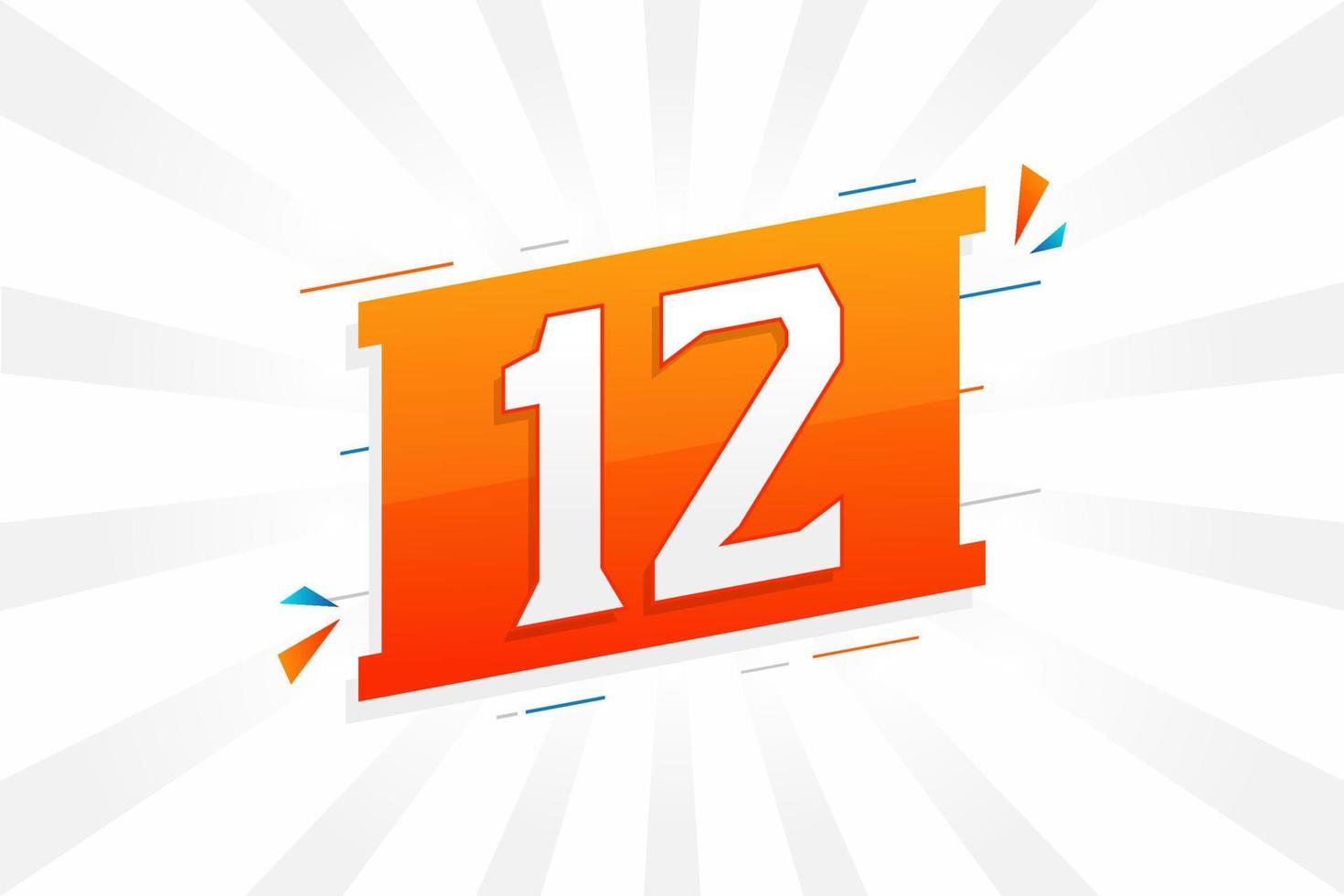 12 Number Vector Font Alphabet Number 12 With Decorative Element Stock 
