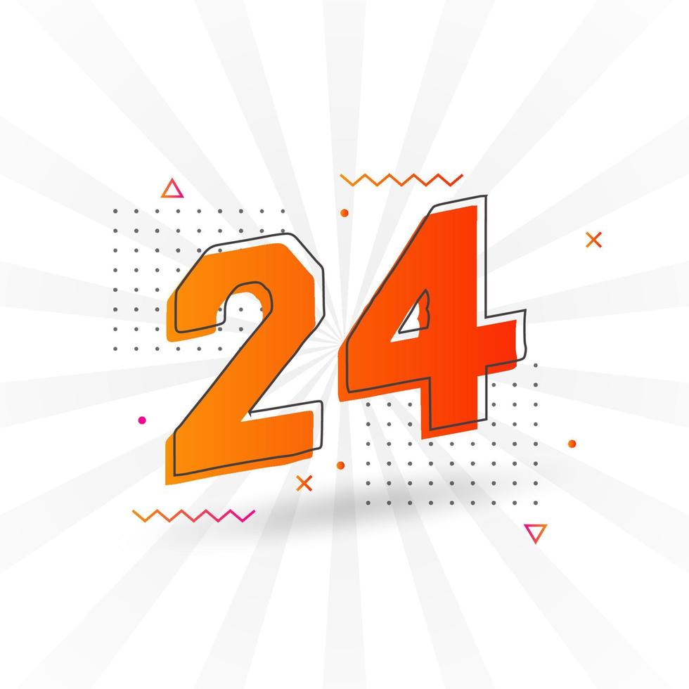 24 number vector font alphabet. Number 24 with decorative element stock vector