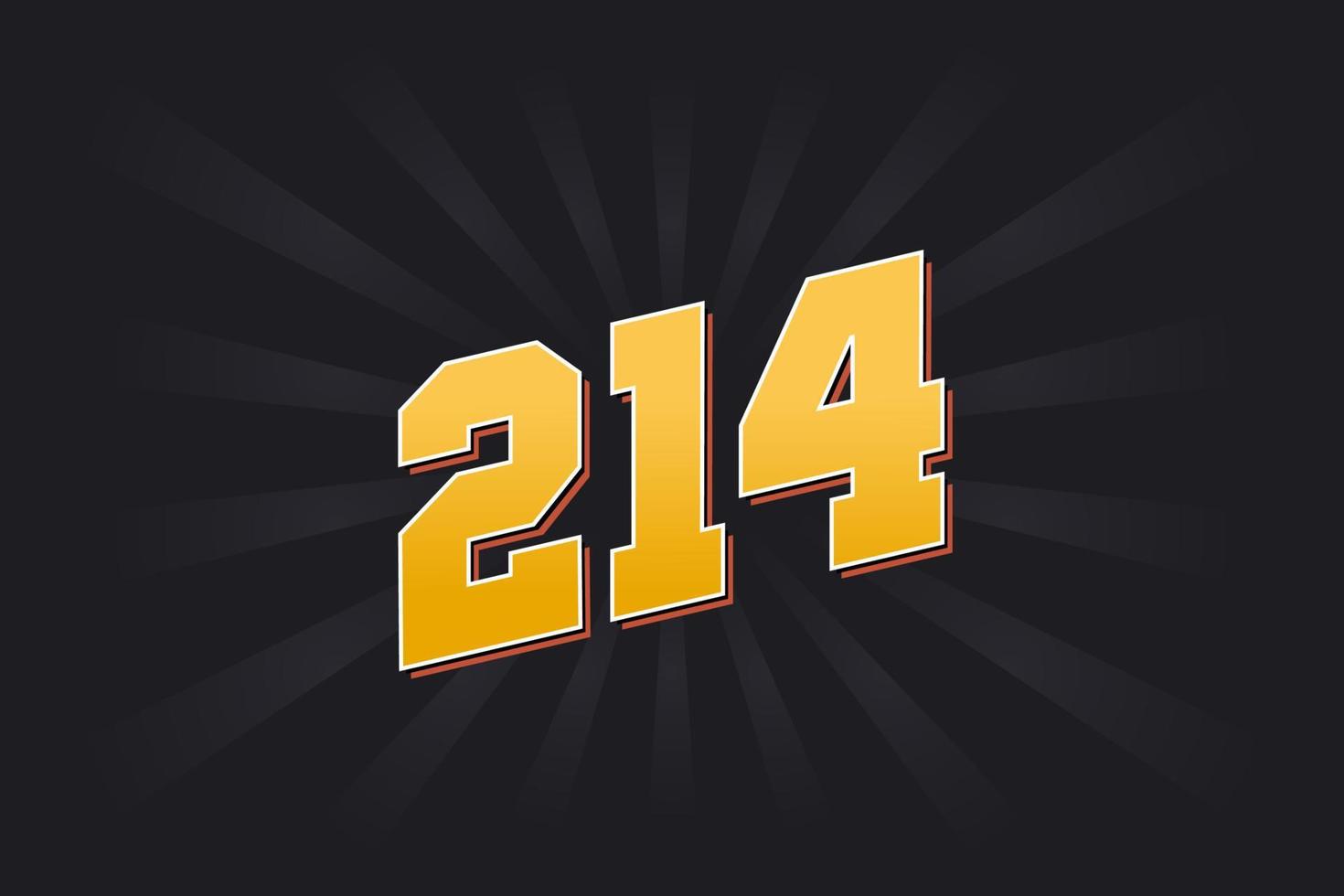 Number 214 vector font alphabet. Yellow 214 number with black background