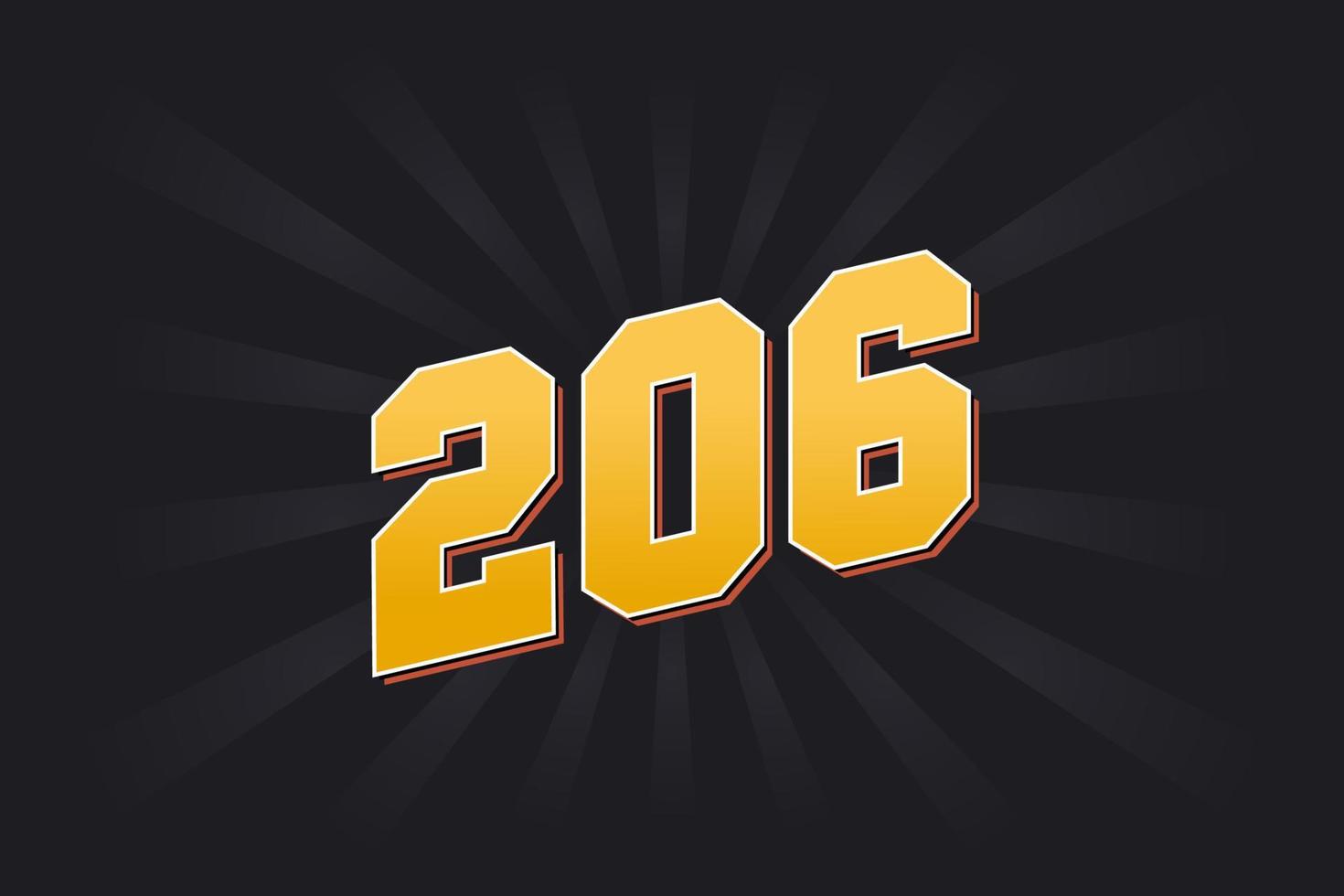 number-206-vector-font-alphabet-yellow-206-number-with-black