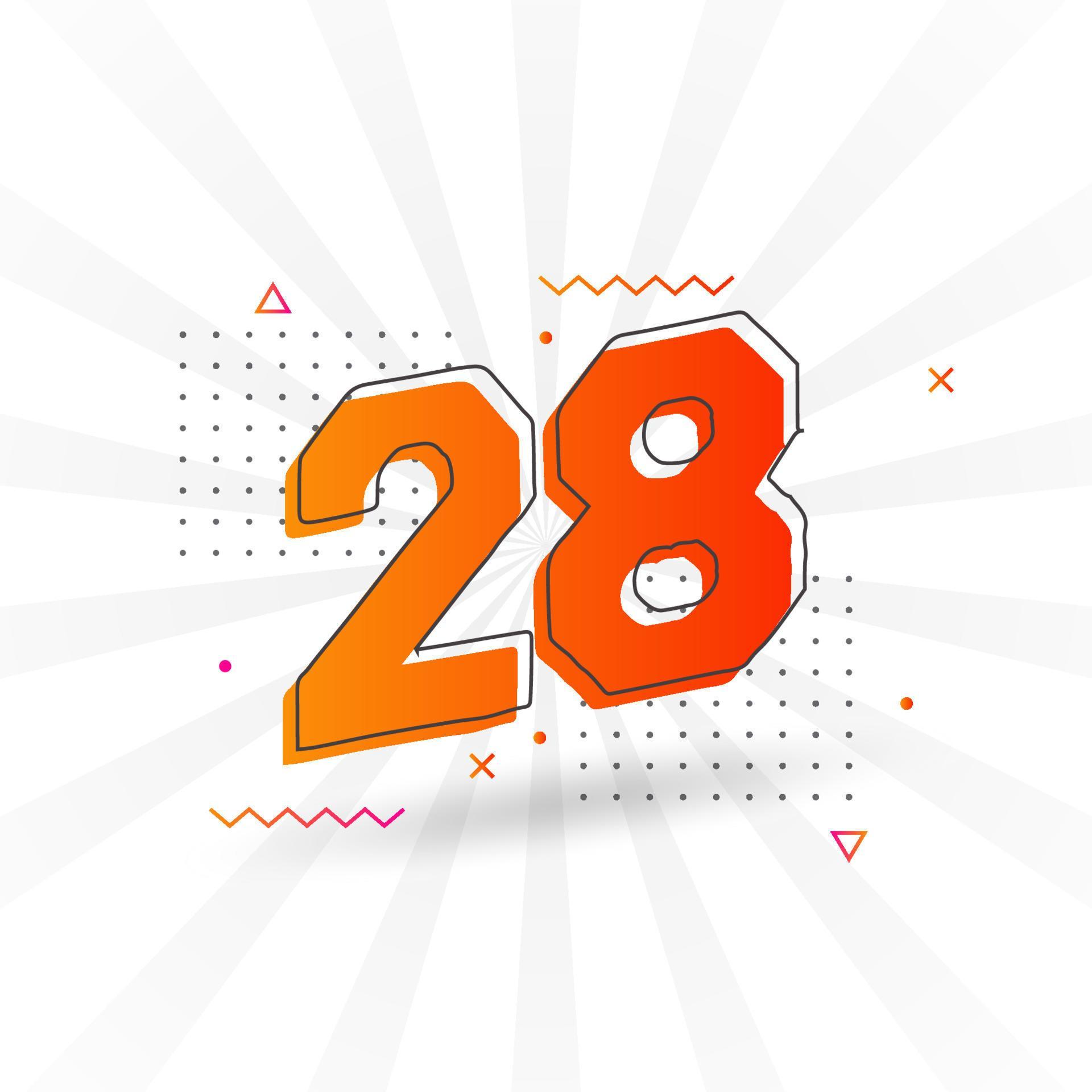 28 number vector font alphabet. Number 28 with decorative element stock ...