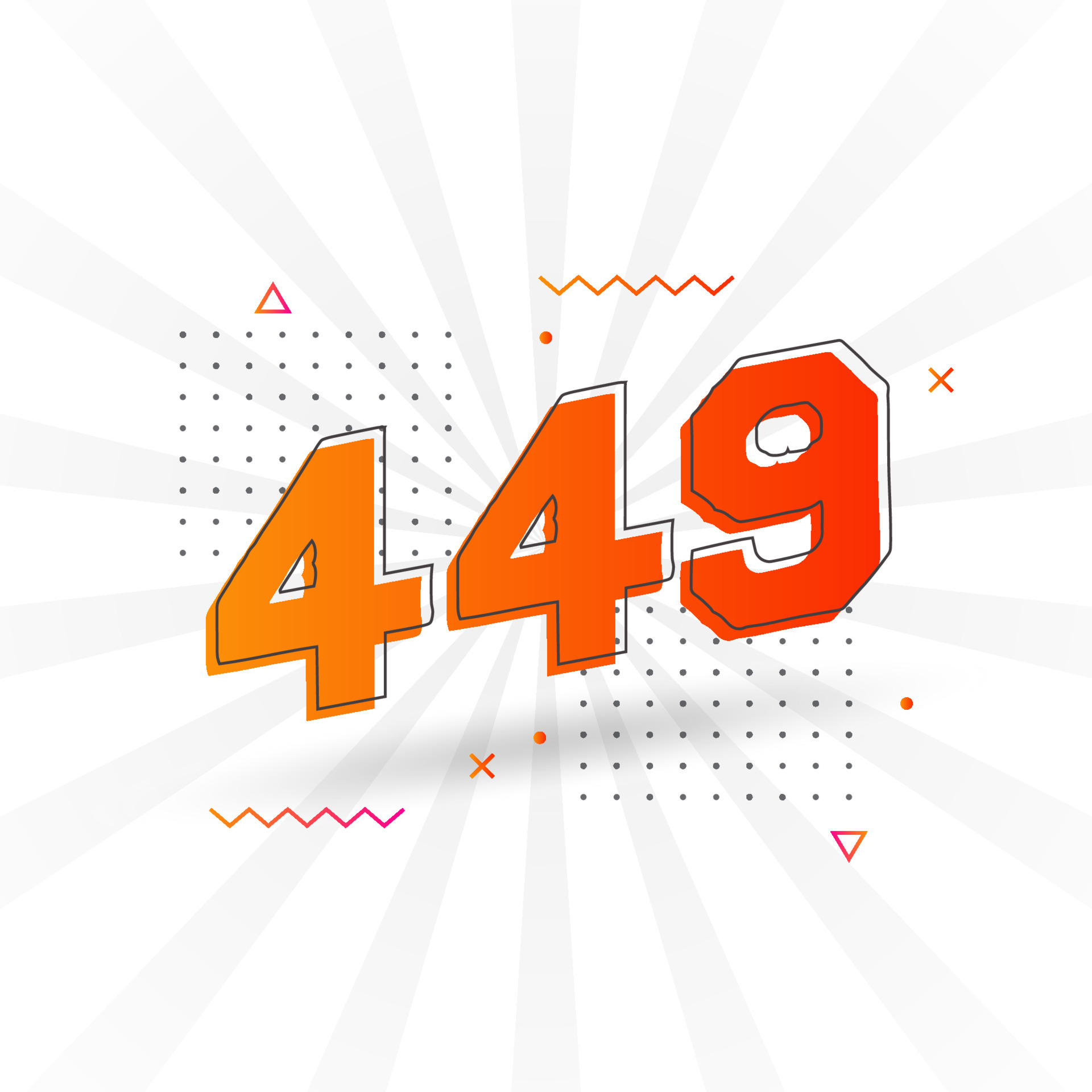 449 number vector font alphabet. Number 449 with decorative element