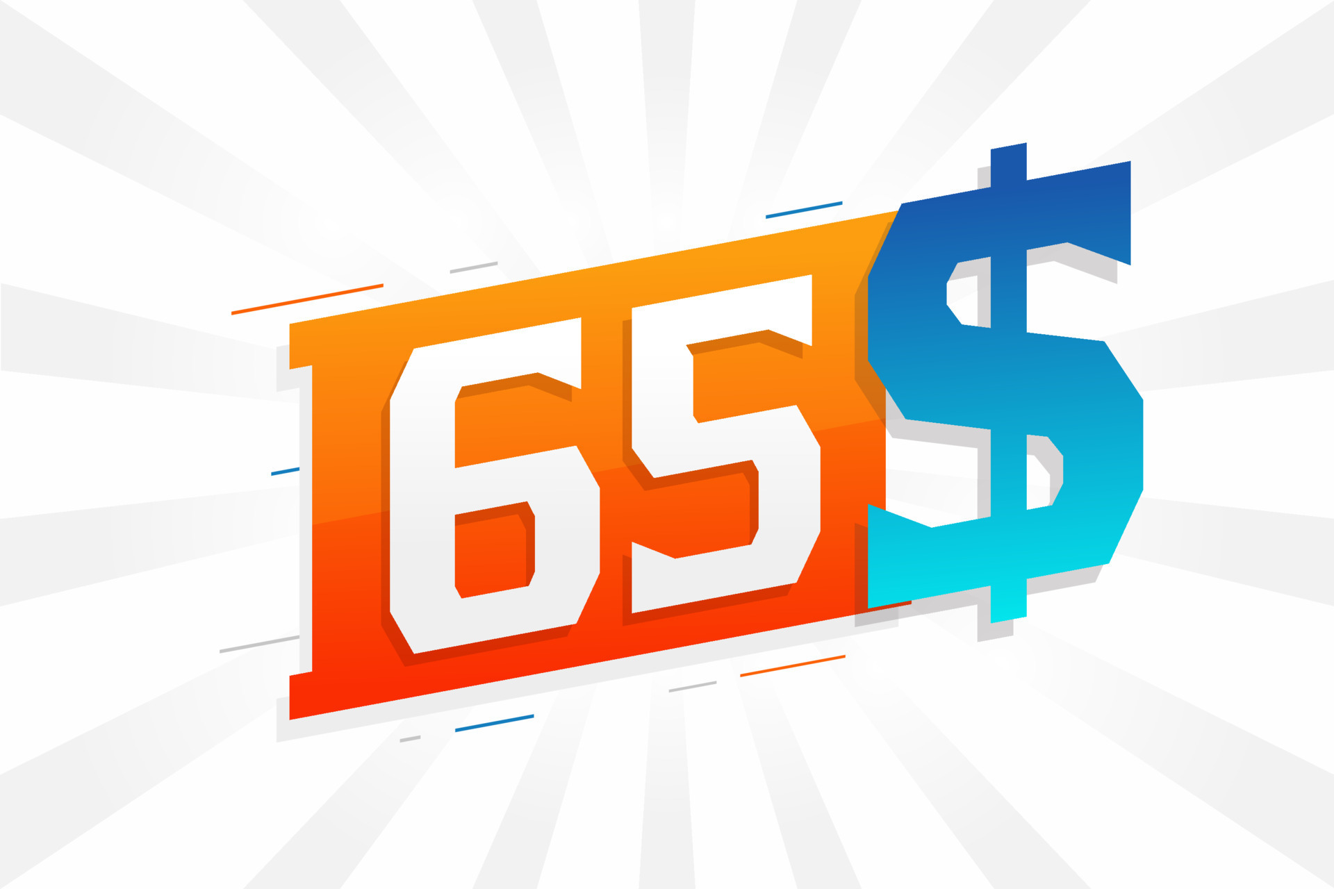 65 Dollar Currency Vector Text Symbol 65 USD United States Dollar 