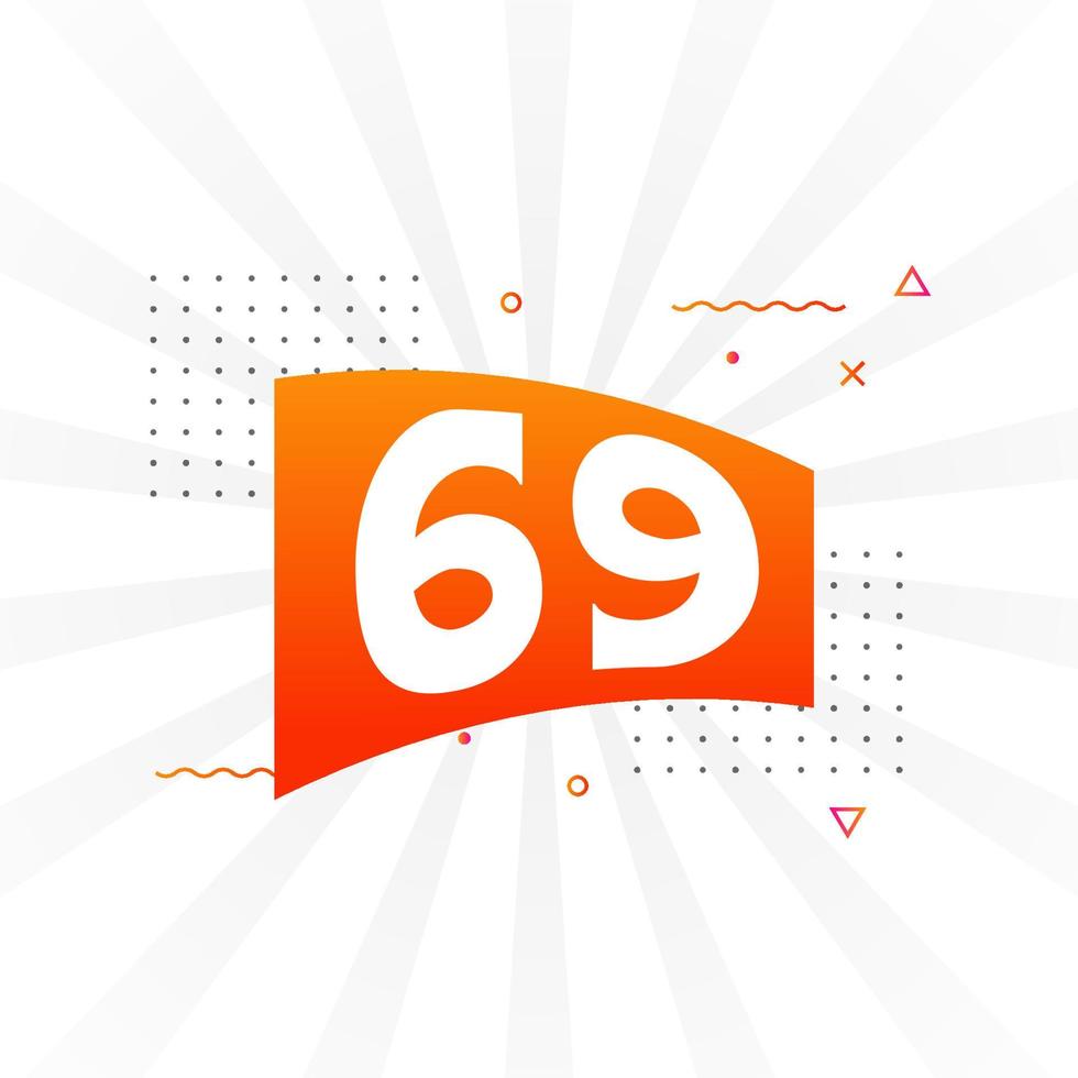 Alfabeto de fuente vectorial de 69 números. número 69 con vector de stock de elemento decorativo