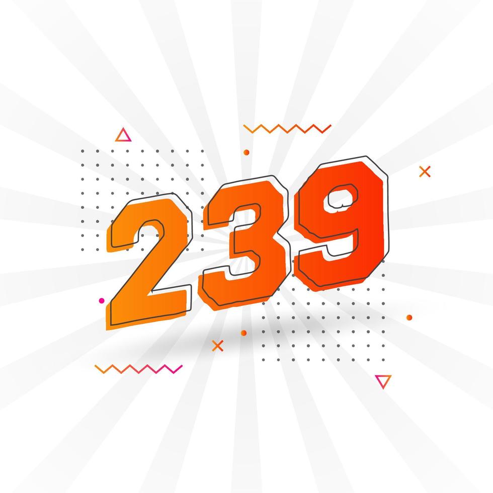 239 number vector font alphabet. Number 239 with decorative element stock vector