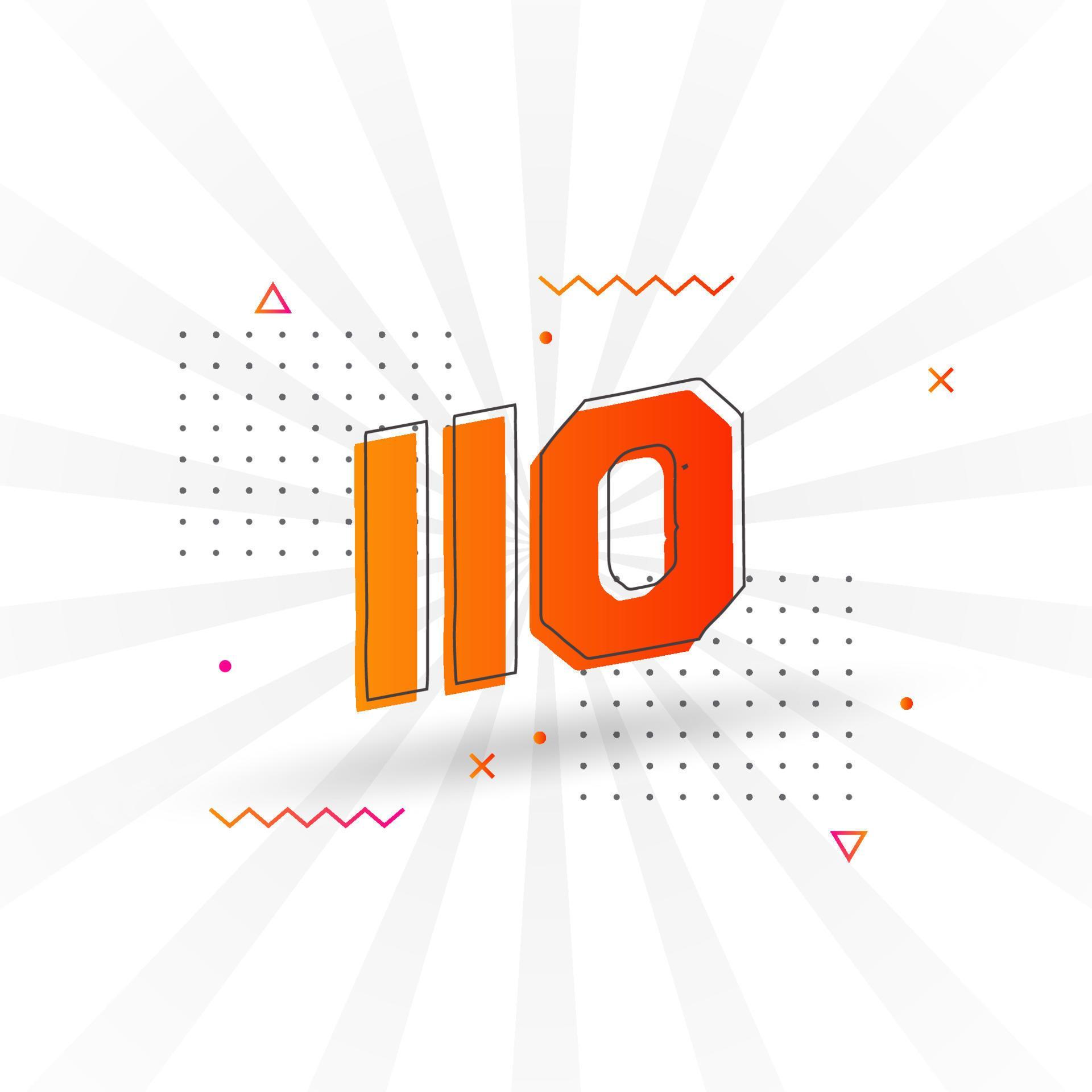 110 number vector font alphabet. Number 110 with decorative element