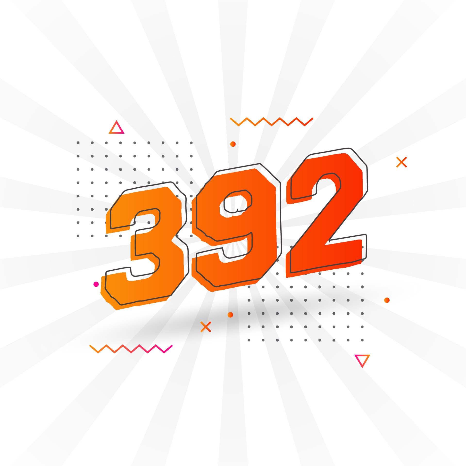 392 number vector font alphabet. Number 392 with decorative element