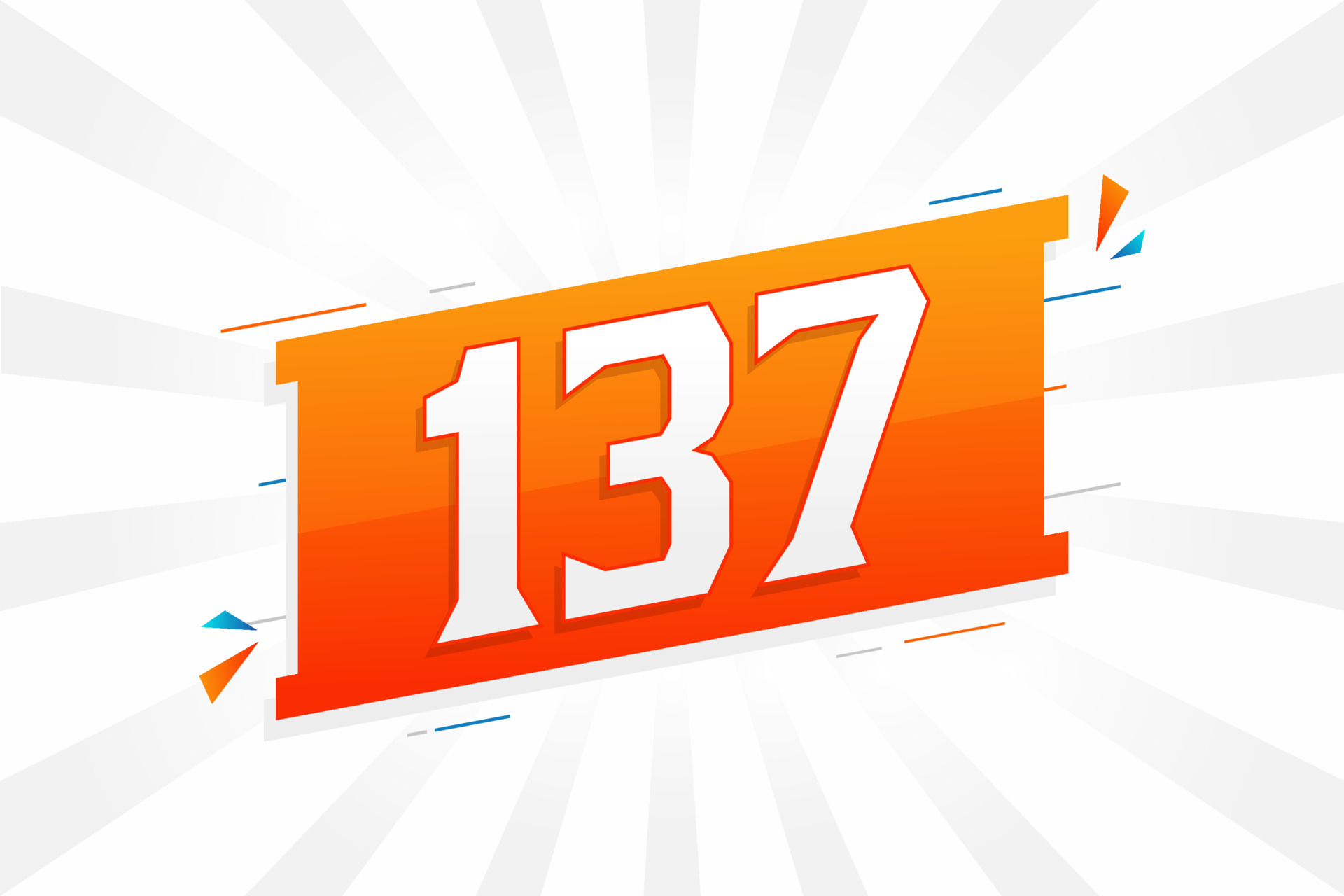 137 number vector font alphabet. Number 137 with decorative element ...