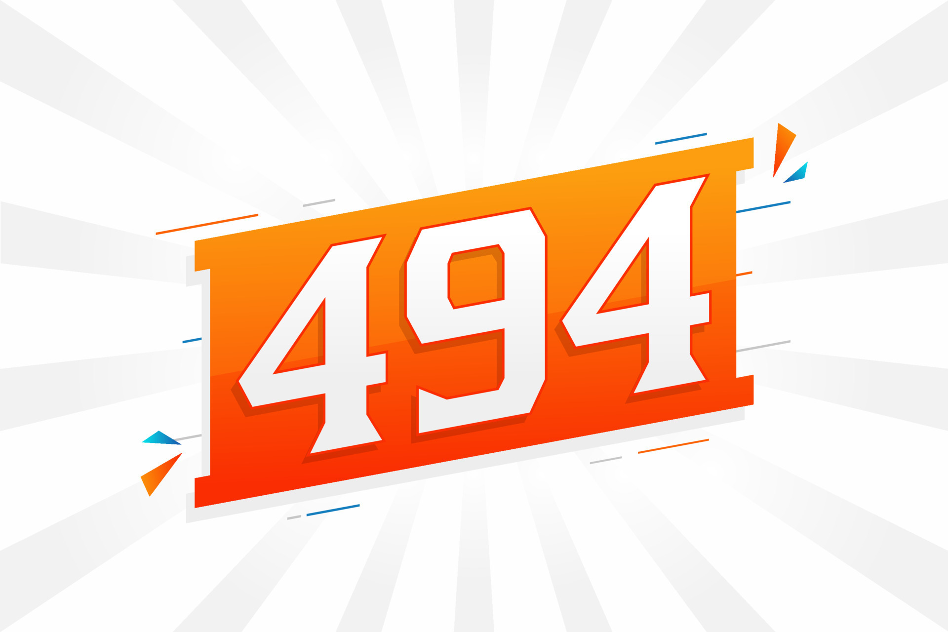 494 number vector font alphabet. Number 494 with decorative element