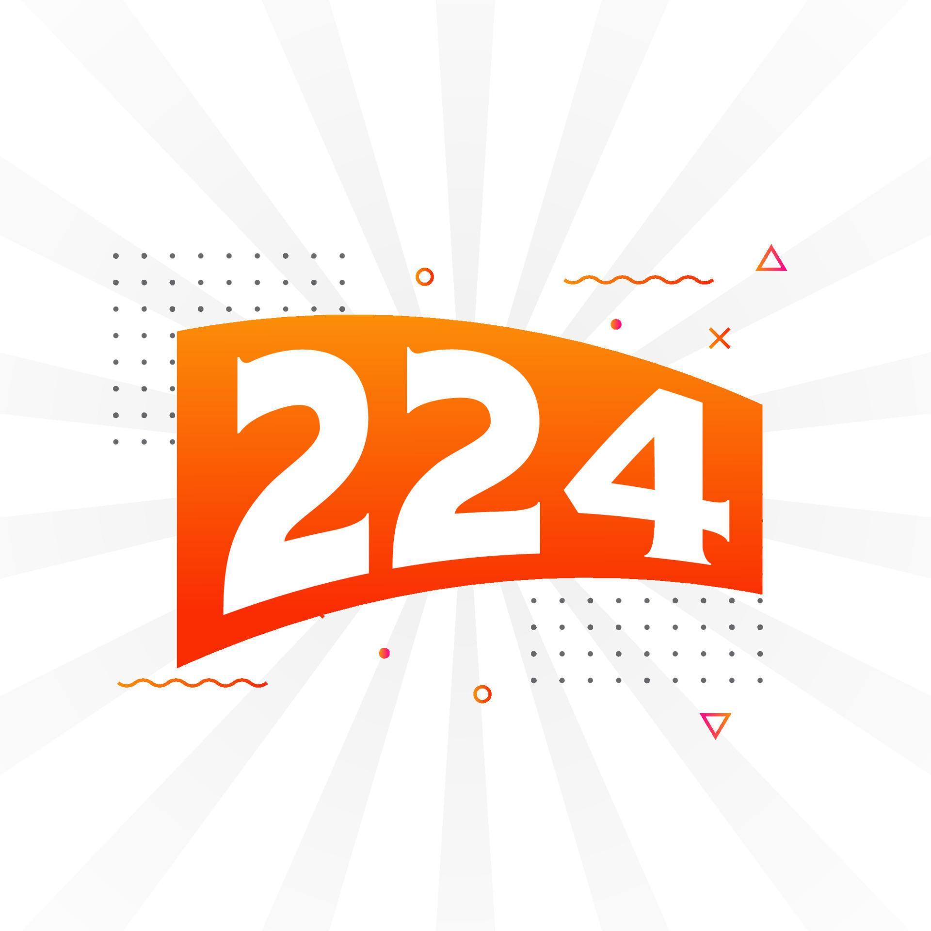 224 number vector font alphabet. Number 224 with decorative element