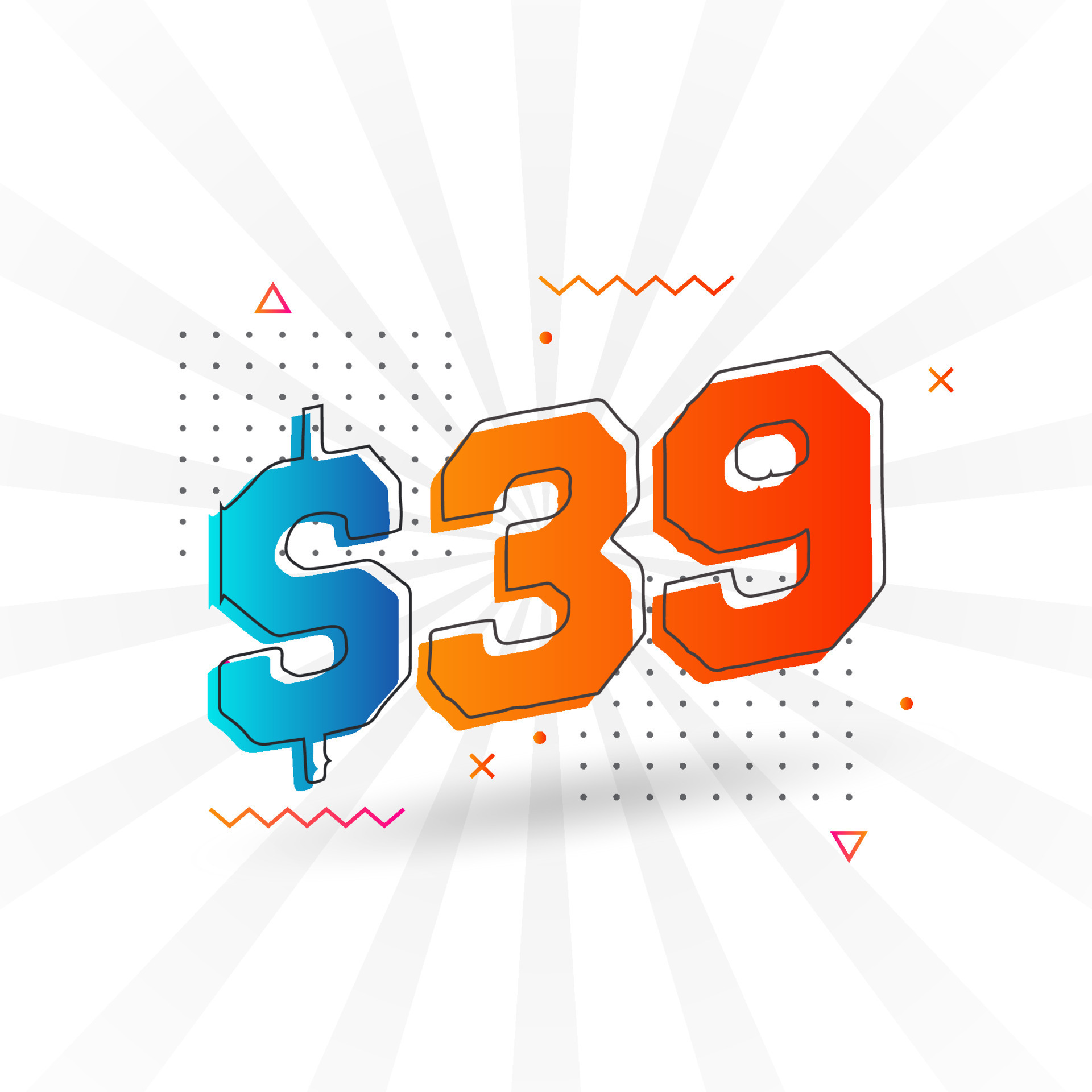39 Dollar Currency Vector Text Symbol 39 USD United States Dollar 