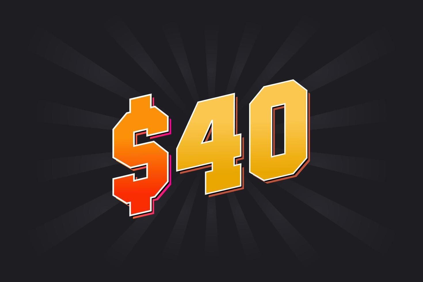 40 Dollar American Money Vector Text Symbol 40 USD United States 