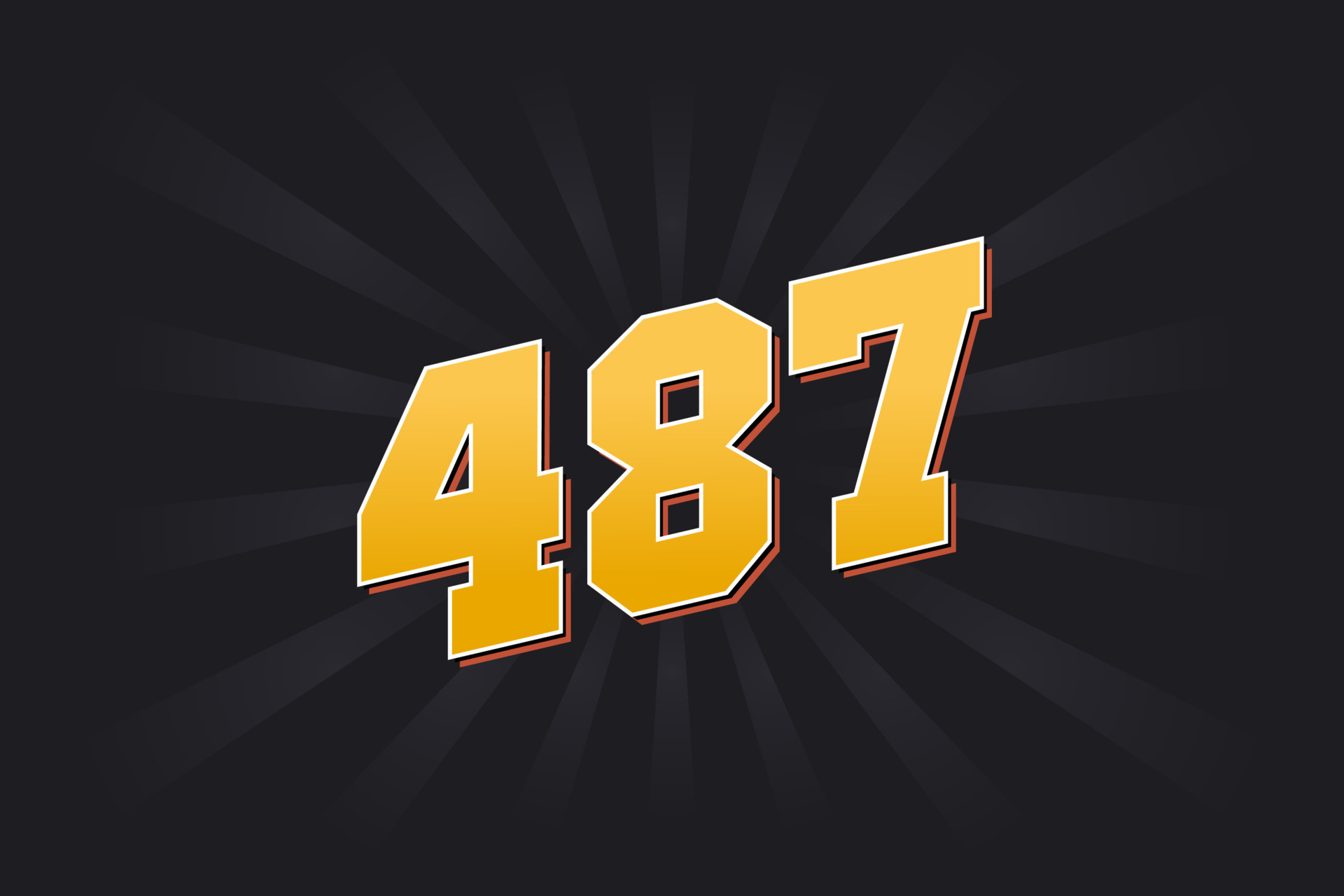 Number 487 vector font alphabet. Yellow 487 number with black ...