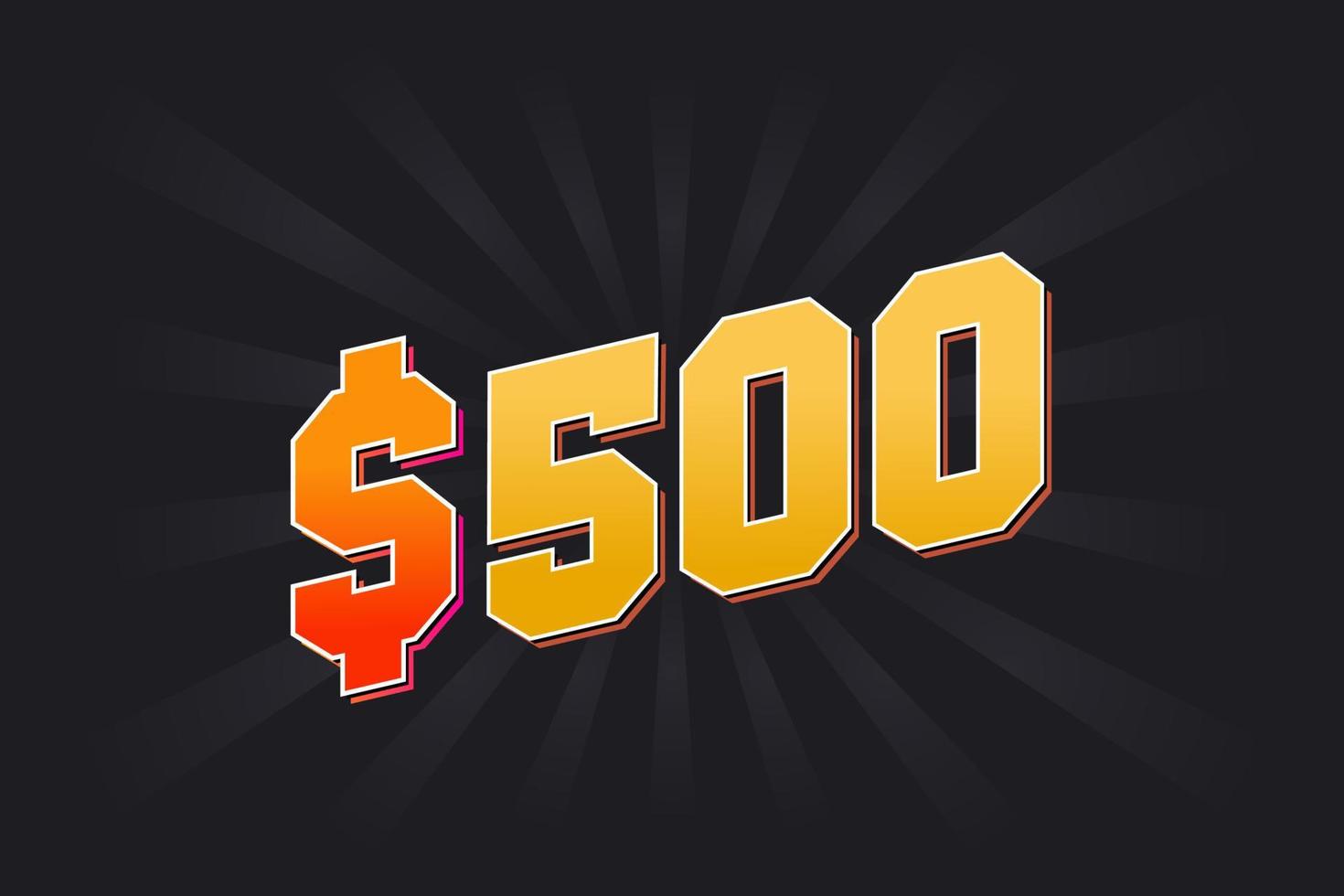 500 Dollar American Money vector text symbol. 500 USD United States Dollar stock vector