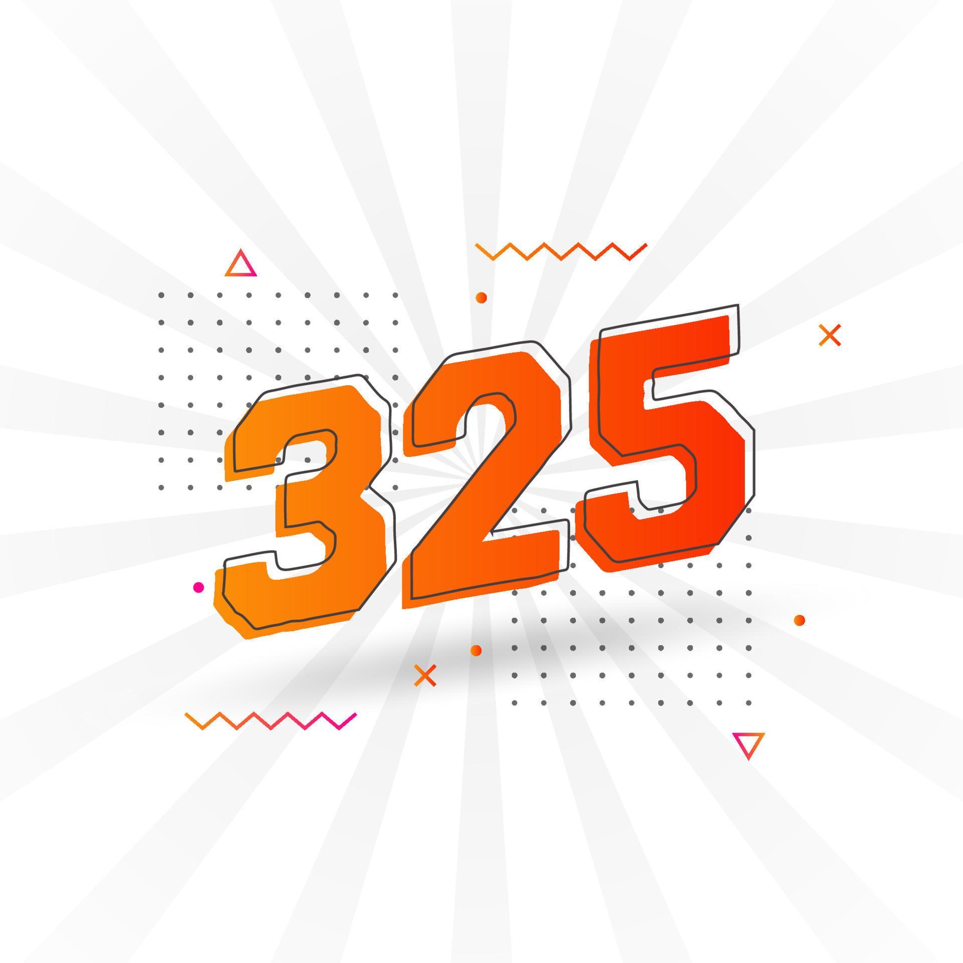 325 number vector font alphabet. Number 325 with decorative element