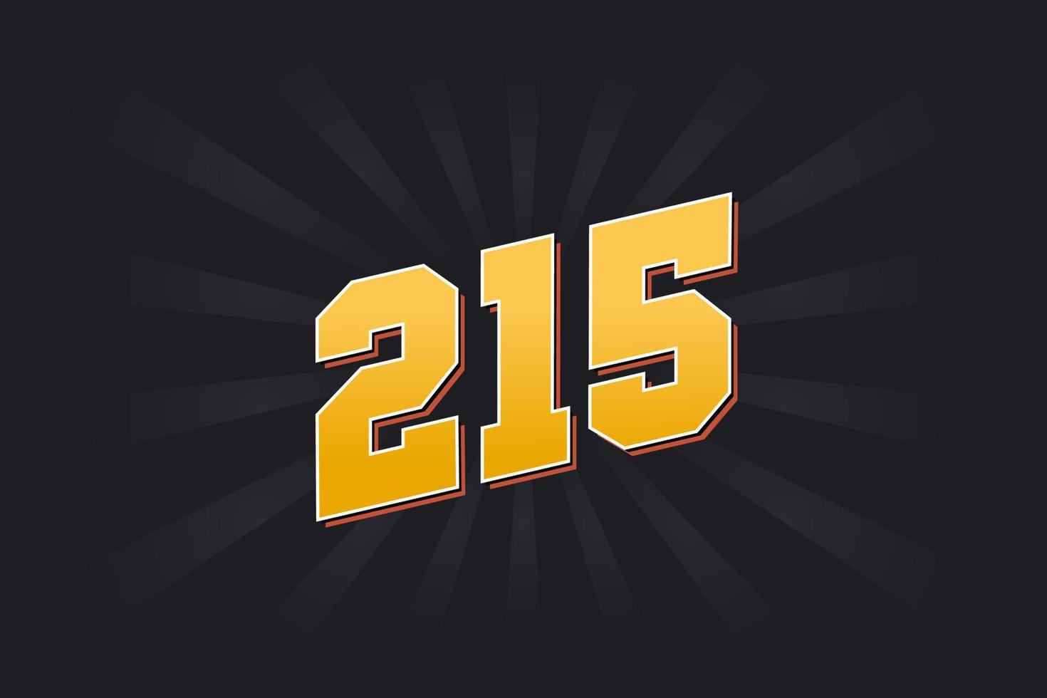 Number 215 vector font alphabet. Yellow 215 number with black background