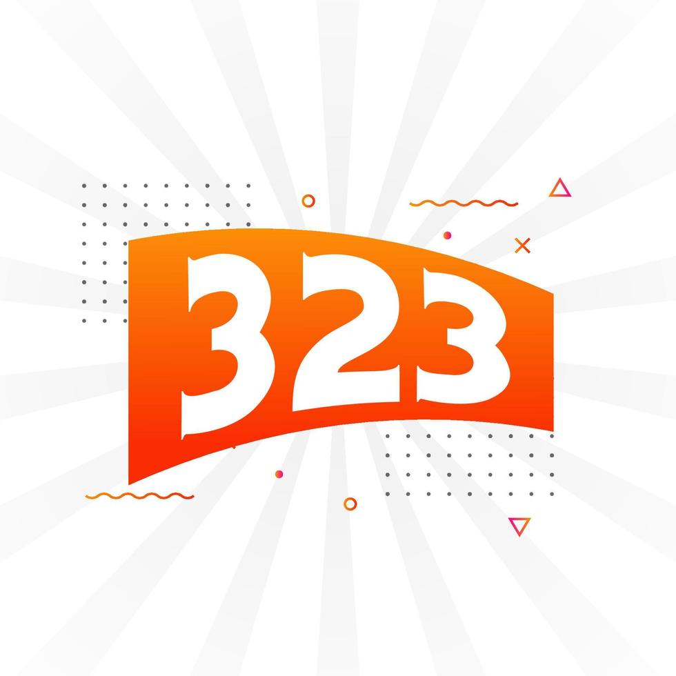 323 number vector font alphabet. Number 323 with decorative element stock vector