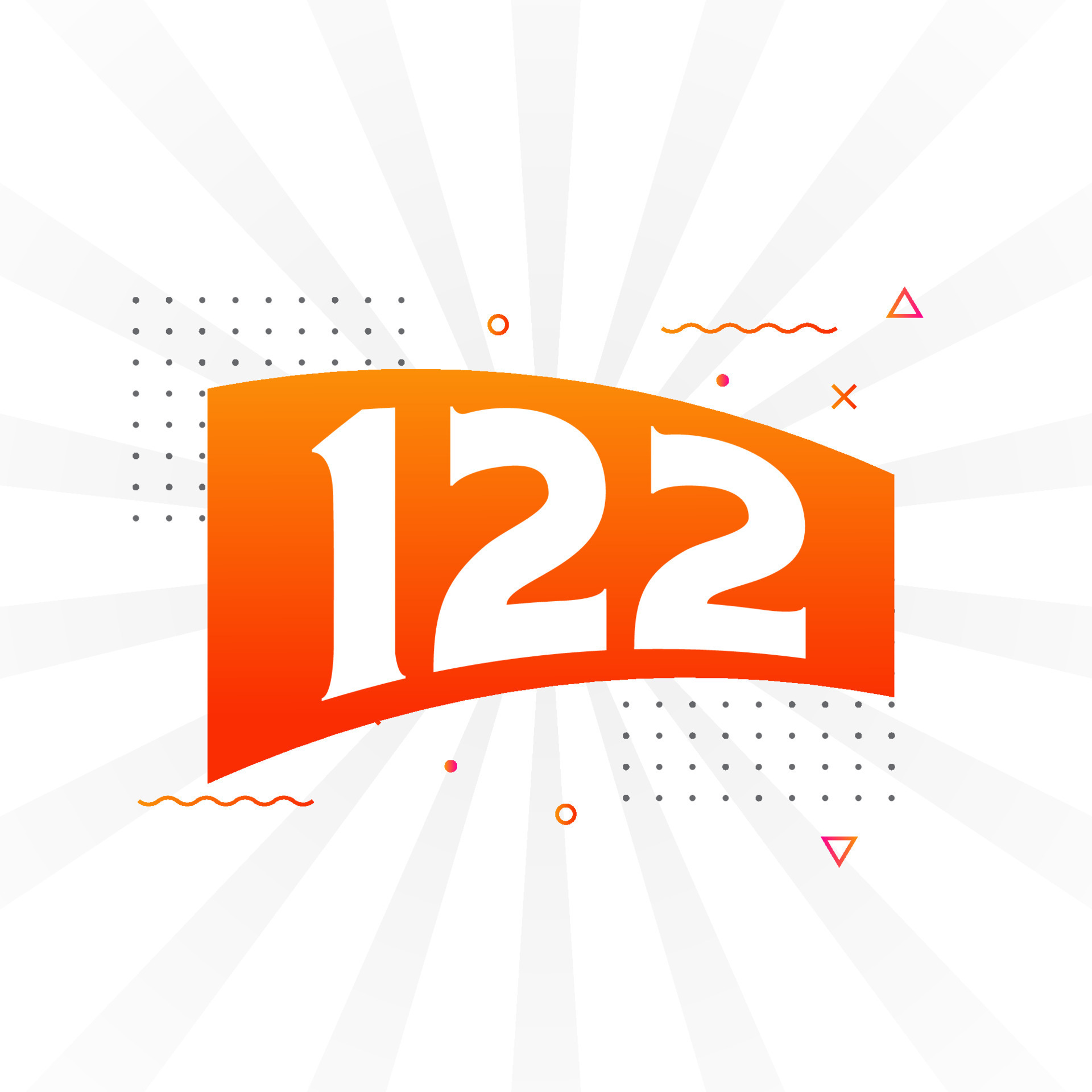 122 number vector font alphabet. Number 122 with decorative element ...