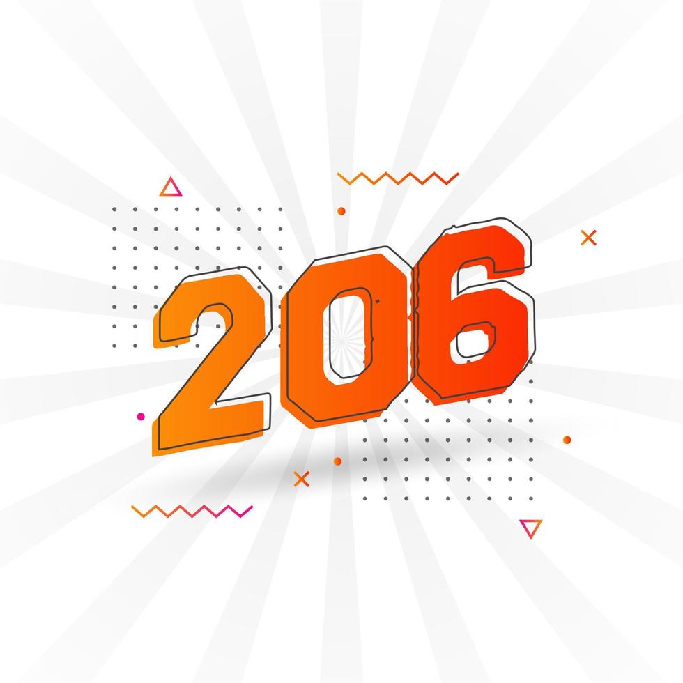 206 Number Vector Font Alphabet Number 206 With Decorative Element number-206-symbol-or-logo-with-round-frame-in-blue-gradient-color-stock