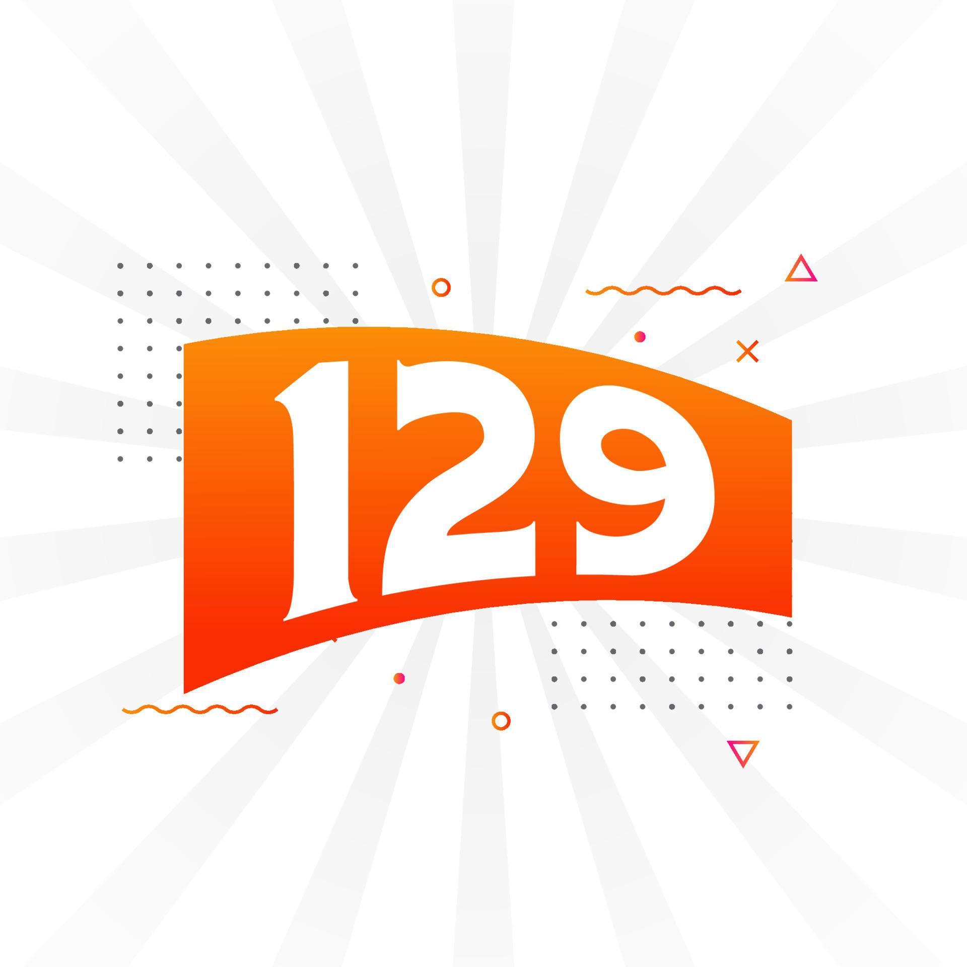 129 number vector font alphabet. Number 129 with decorative element