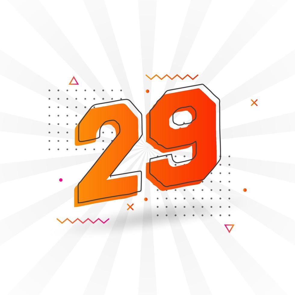 29 number vector font alphabet. Number 29 with decorative element stock vector