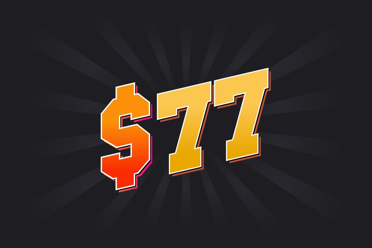 77 Dollar American Money vector text symbol. 77 USD United States Dollar stock vector