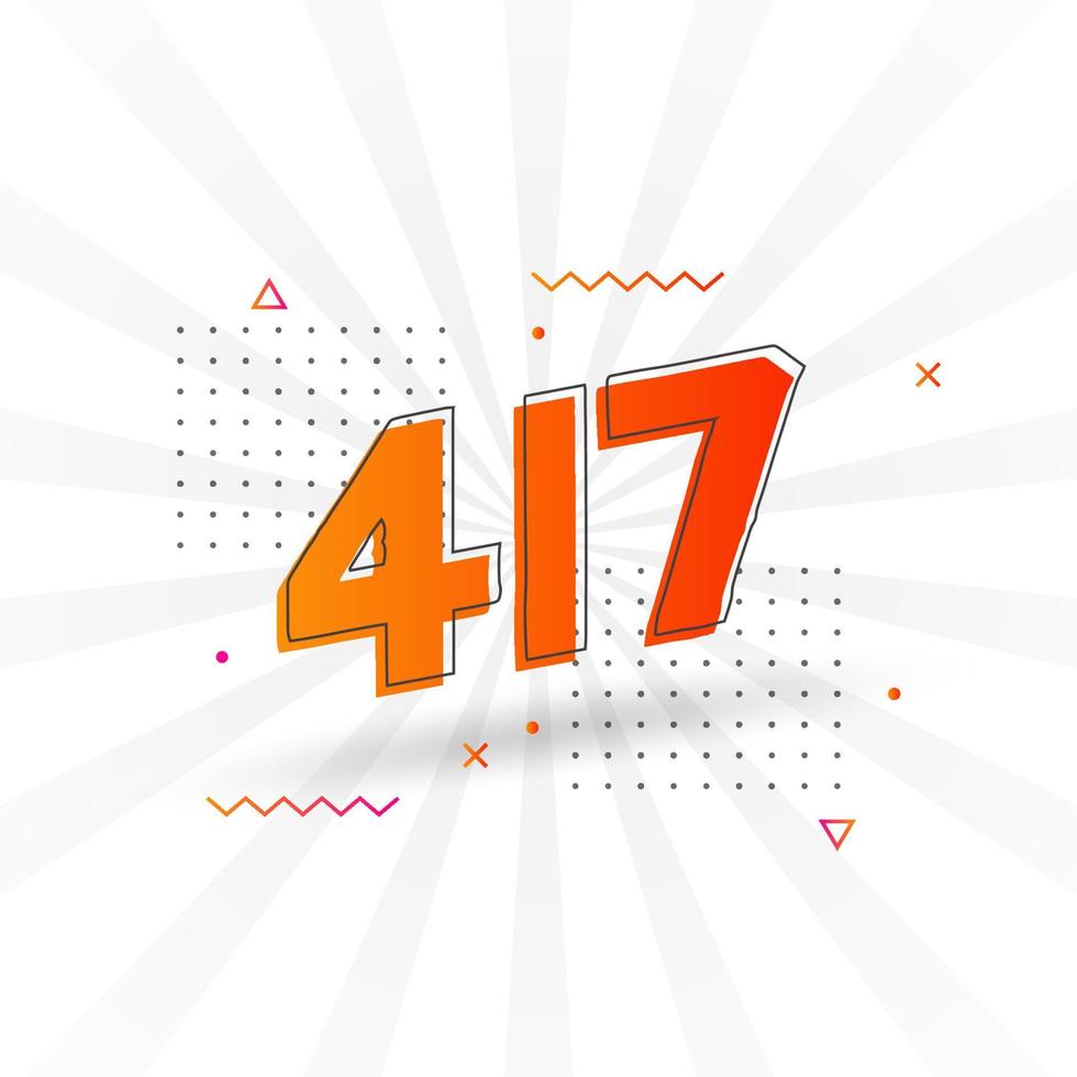 417 number vector font alphabet. Number 417 with decorative element stock vector