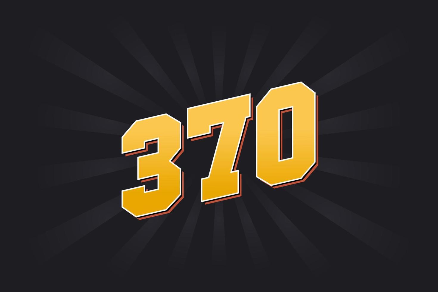 Number 370 vector font alphabet. Yellow 370 number with black background