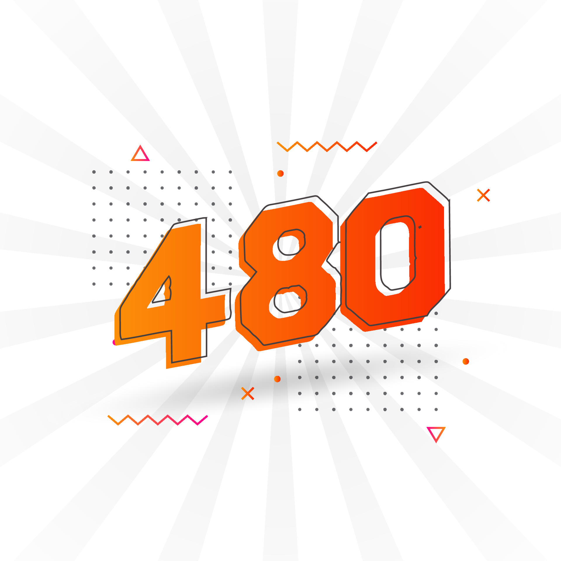 480 number vector font alphabet. Number 480 with decorative element ...
