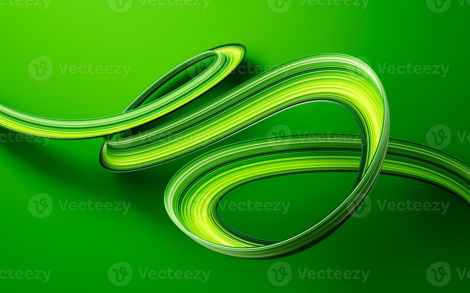 Abstract Green Color brush stroke, paint splash, splatter, colorful curl, artistic spiral, vivid ribbon 3d illustration photo