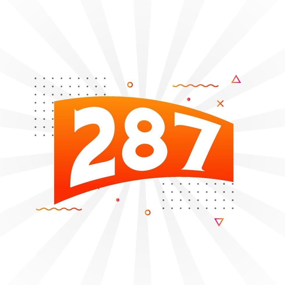 287 number vector font alphabet. Number 287 with decorative element stock vector